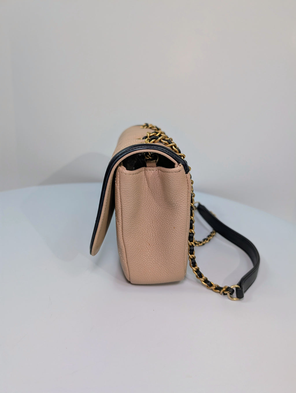 Chanel Rare Vintage Beige Caviar Filigree Flap Bag