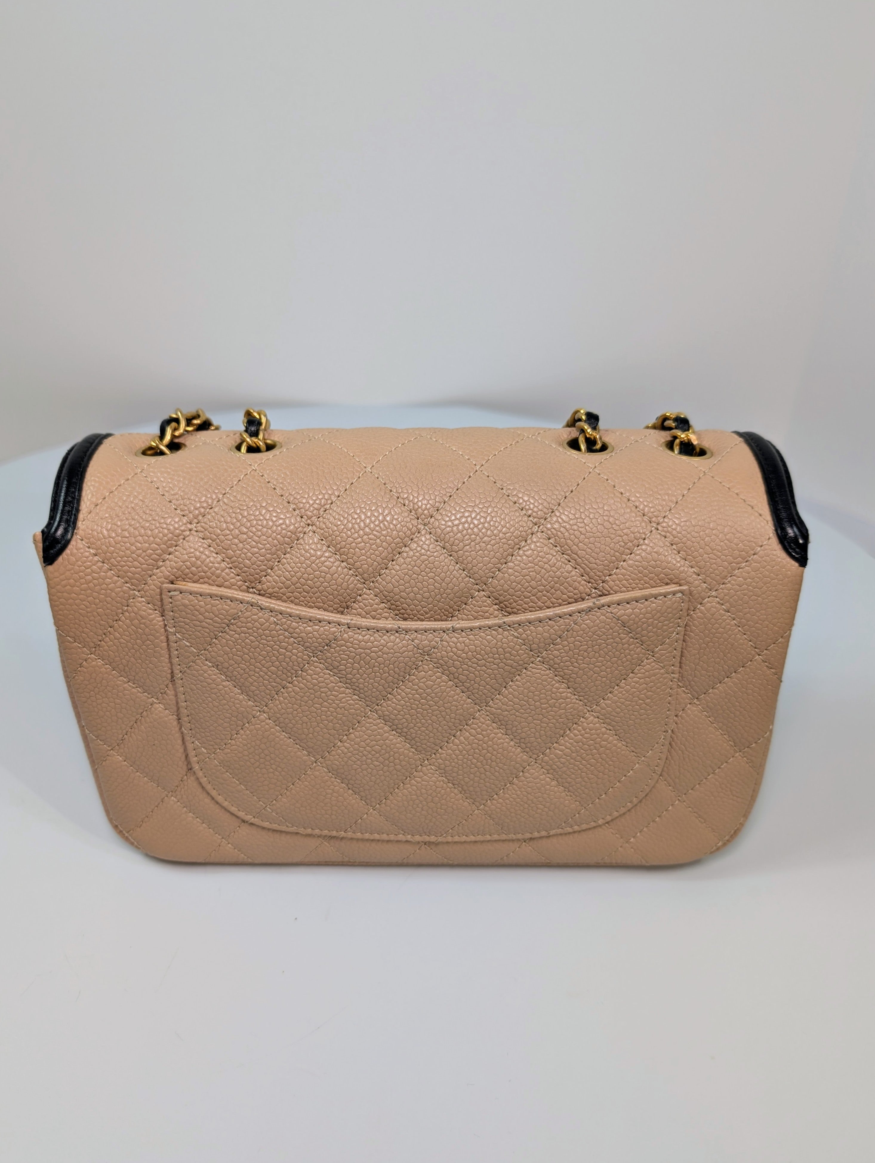 Chanel Rare Vintage Beige Caviar Filigree Flap Bag