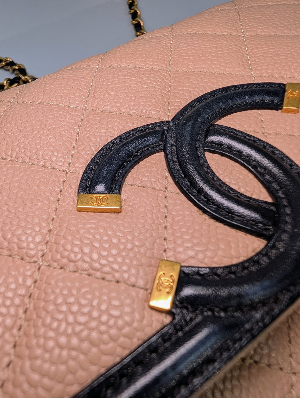 Chanel Rare Vintage Beige Caviar Filigree Flap Bag