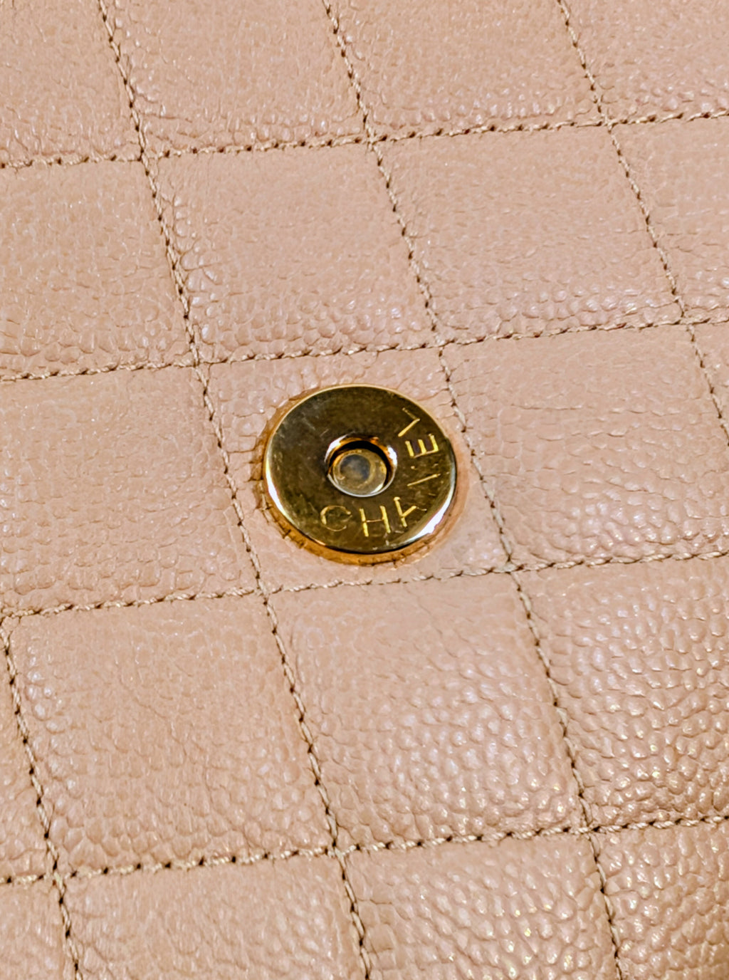 Chanel Rare Vintage Beige Caviar Filigree Flap Bag