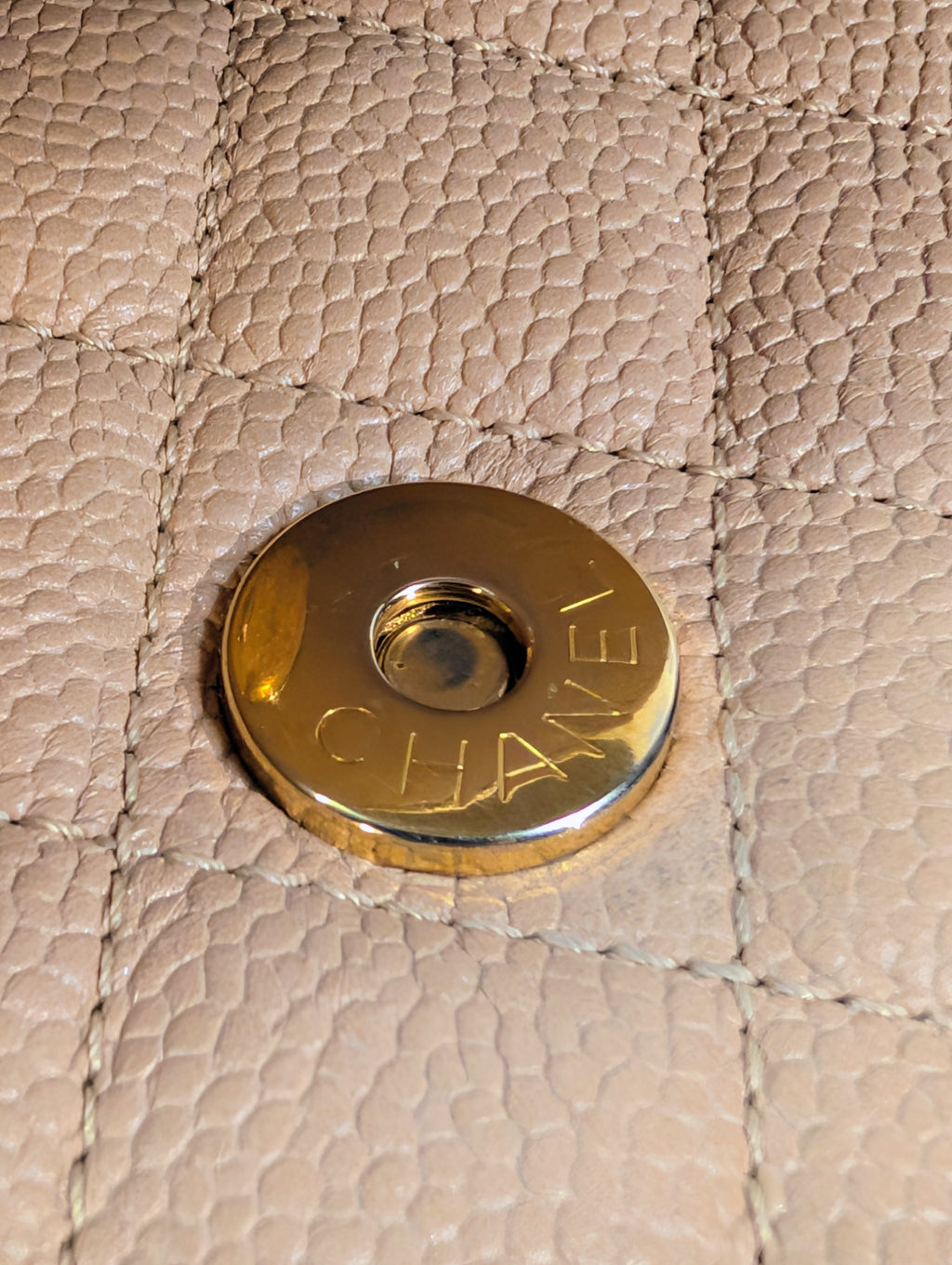 Chanel Rare Vintage Beige Caviar Filigree Flap Bag