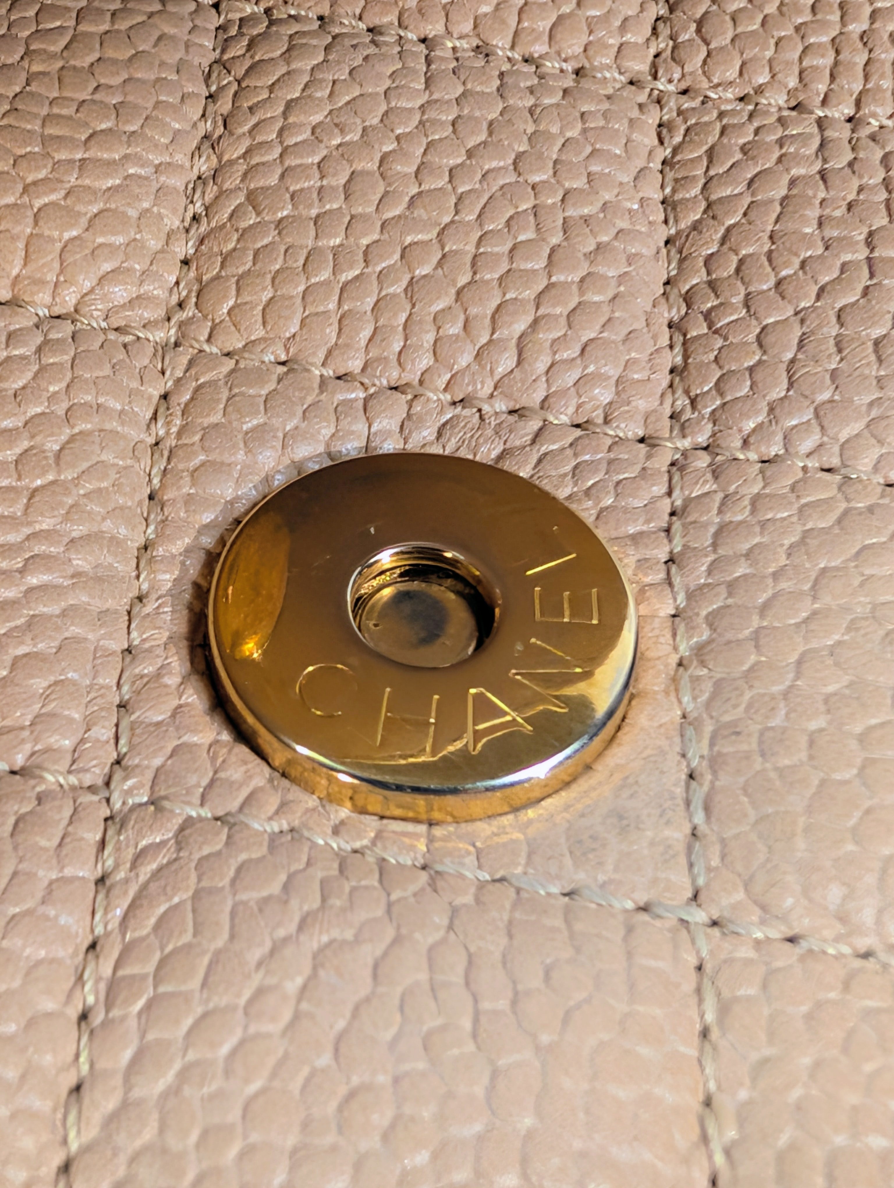 Chanel Rare Vintage Beige Caviar Filigree Flap Bag