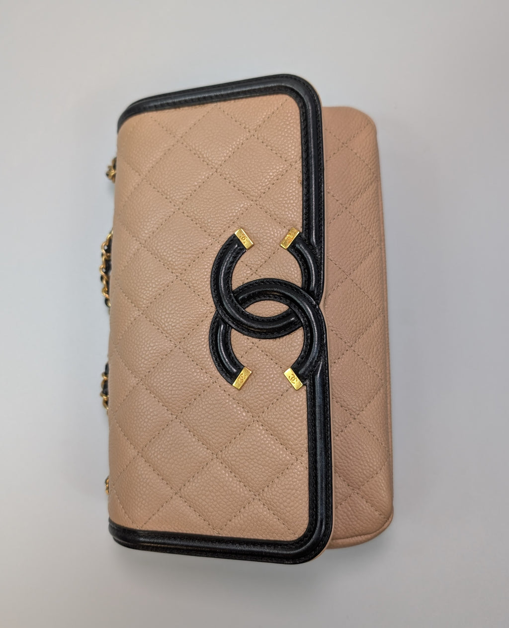 Chanel Rare Vintage Beige Caviar Filigree Flap Bag