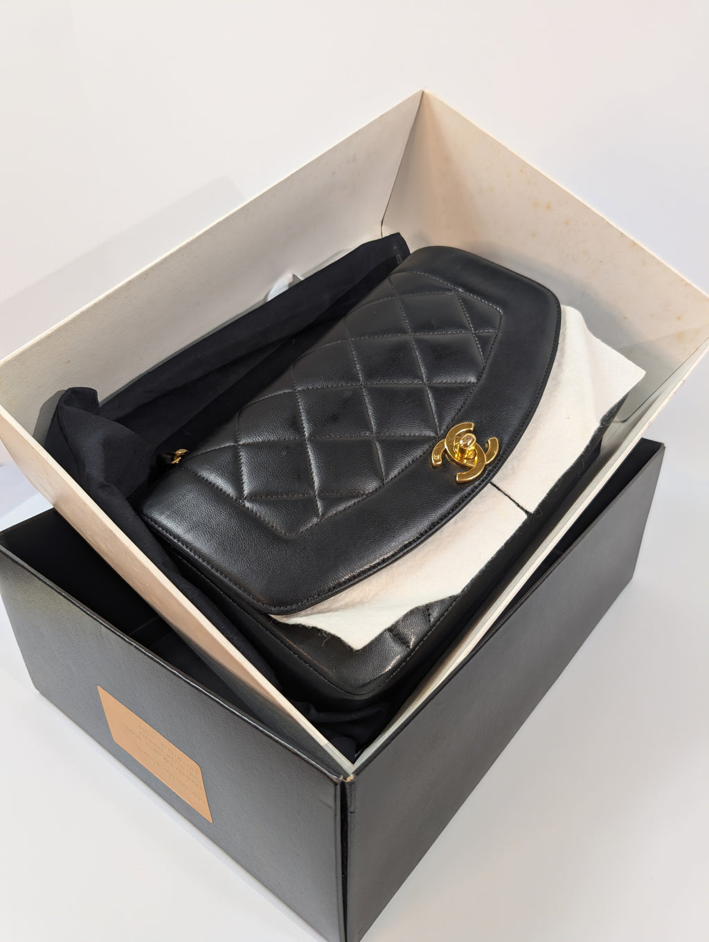 Chanel Vintage Black Medium Diana Quilted Lambskin Flap Bag