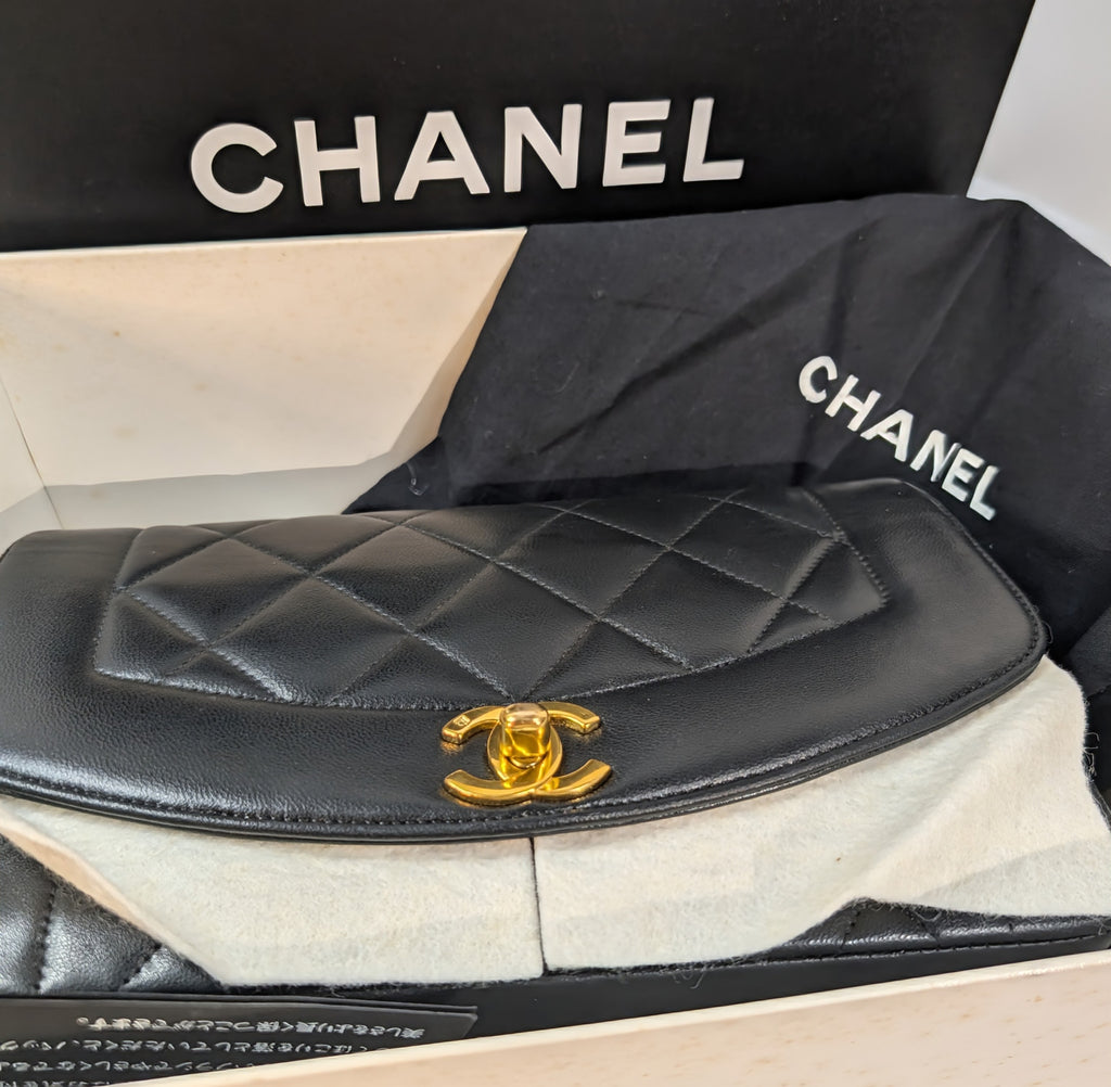 Chanel Vintage Black Medium Diana Quilted Lambskin Flap Bag