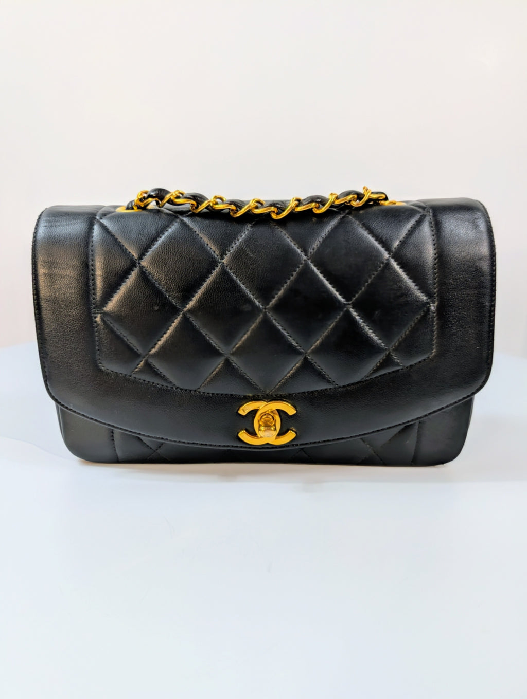 Chanel Vintage Black Medium Diana Quilted Lambskin Flap Bag