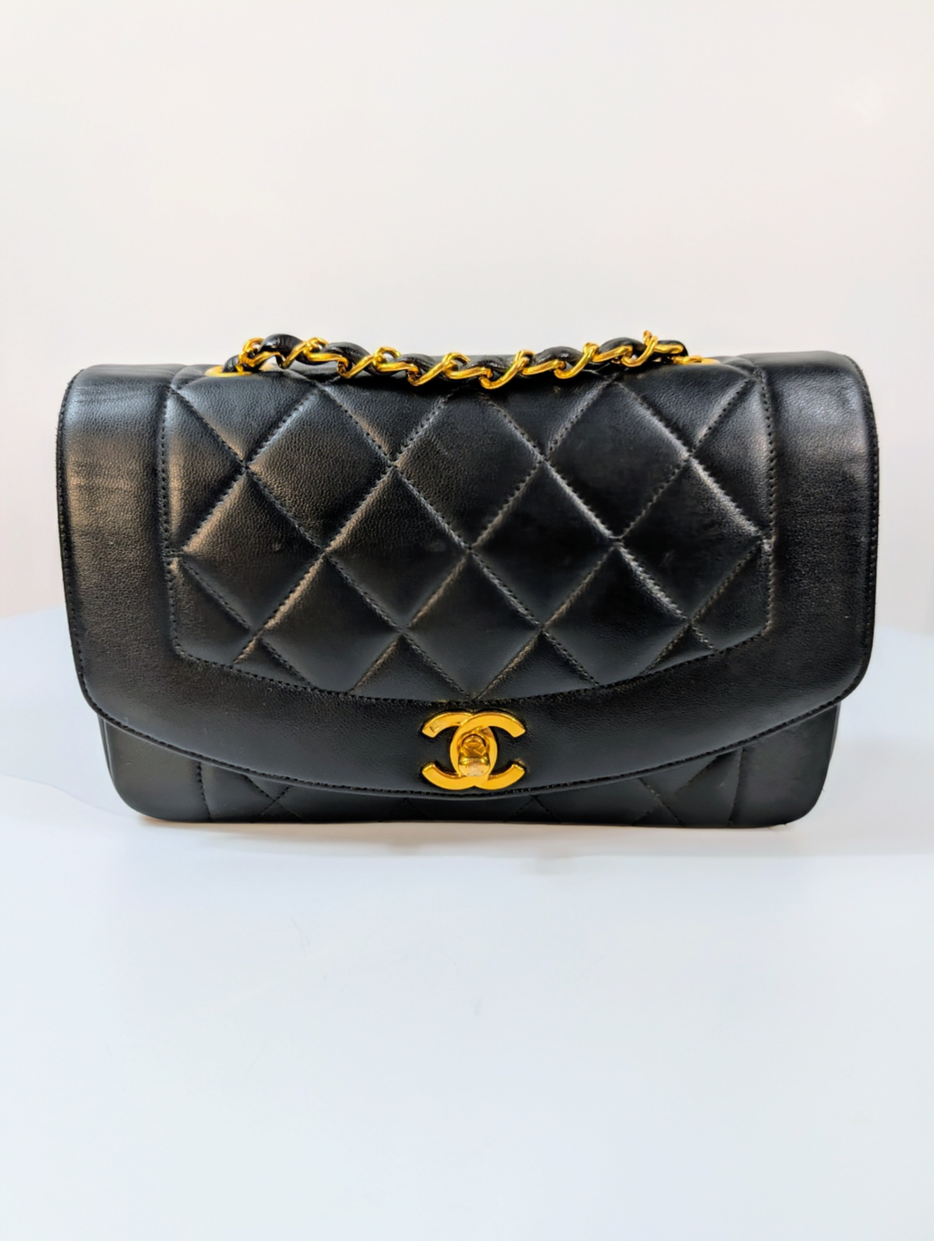 Chanel Vintage Black Medium Diana Quilted Lambskin Flap Bag