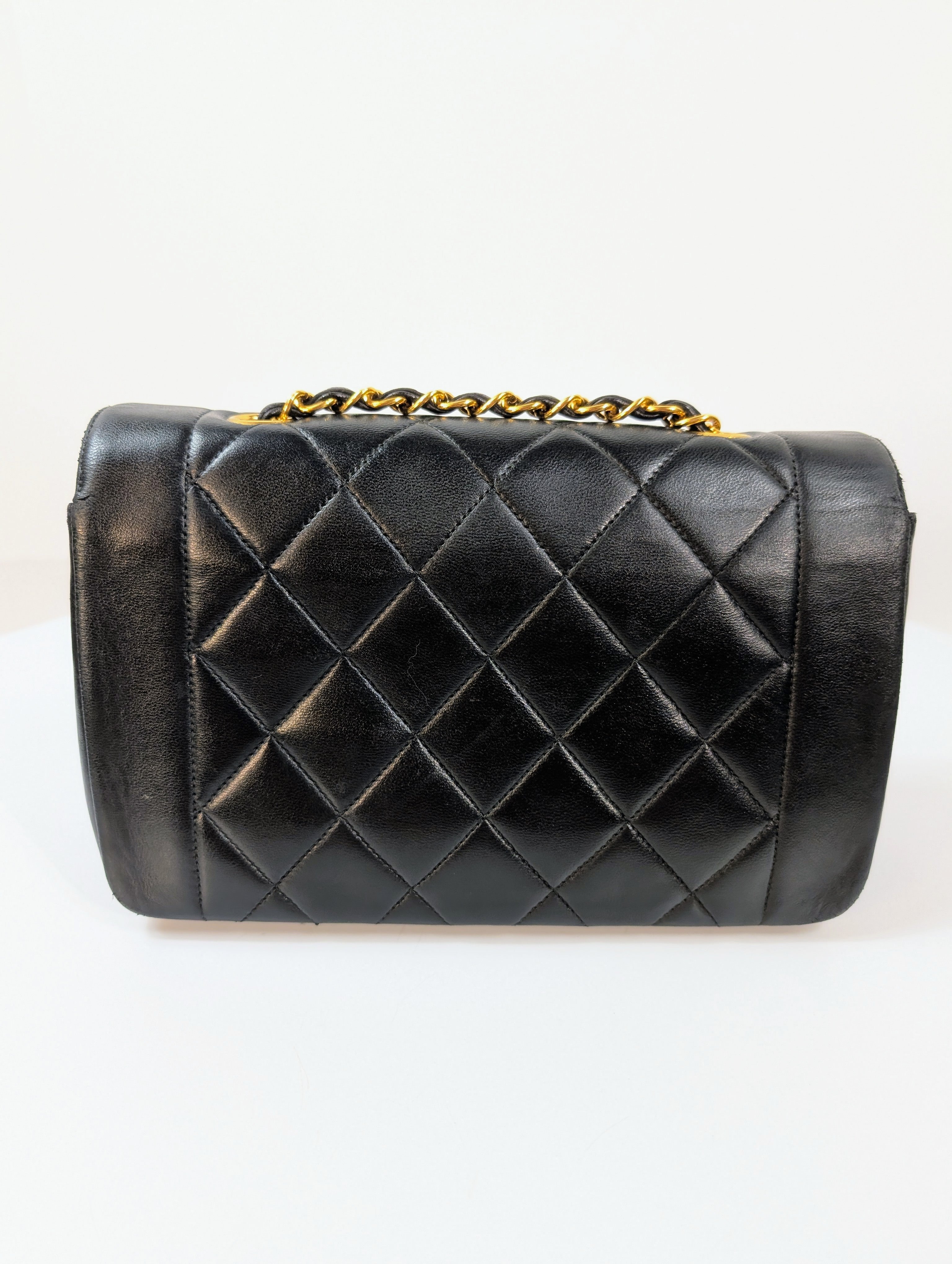 Chanel Vintage Black Medium Diana Quilted Lambskin Flap Bag