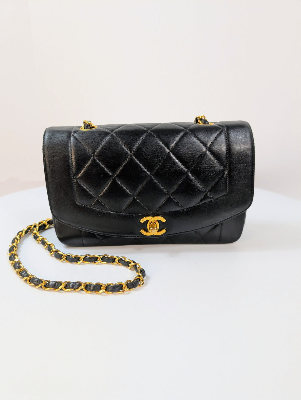 Chanel Vintage Black Medium Diana Quilted Lambskin Flap Bag