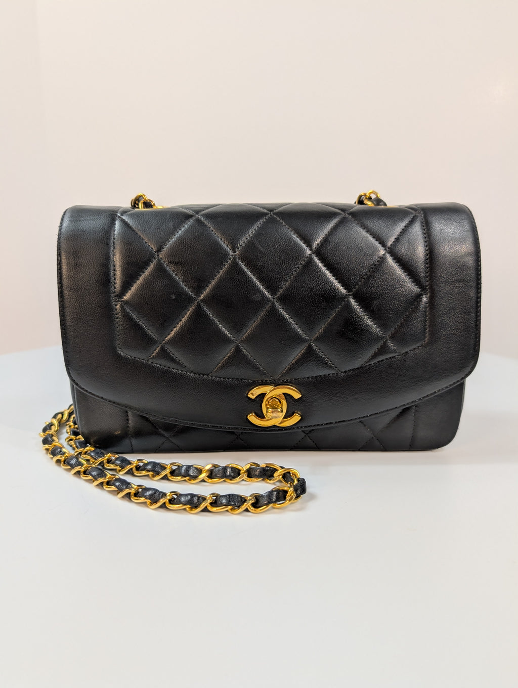 Chanel Vintage Black Medium Diana Quilted Lambskin Flap Bag