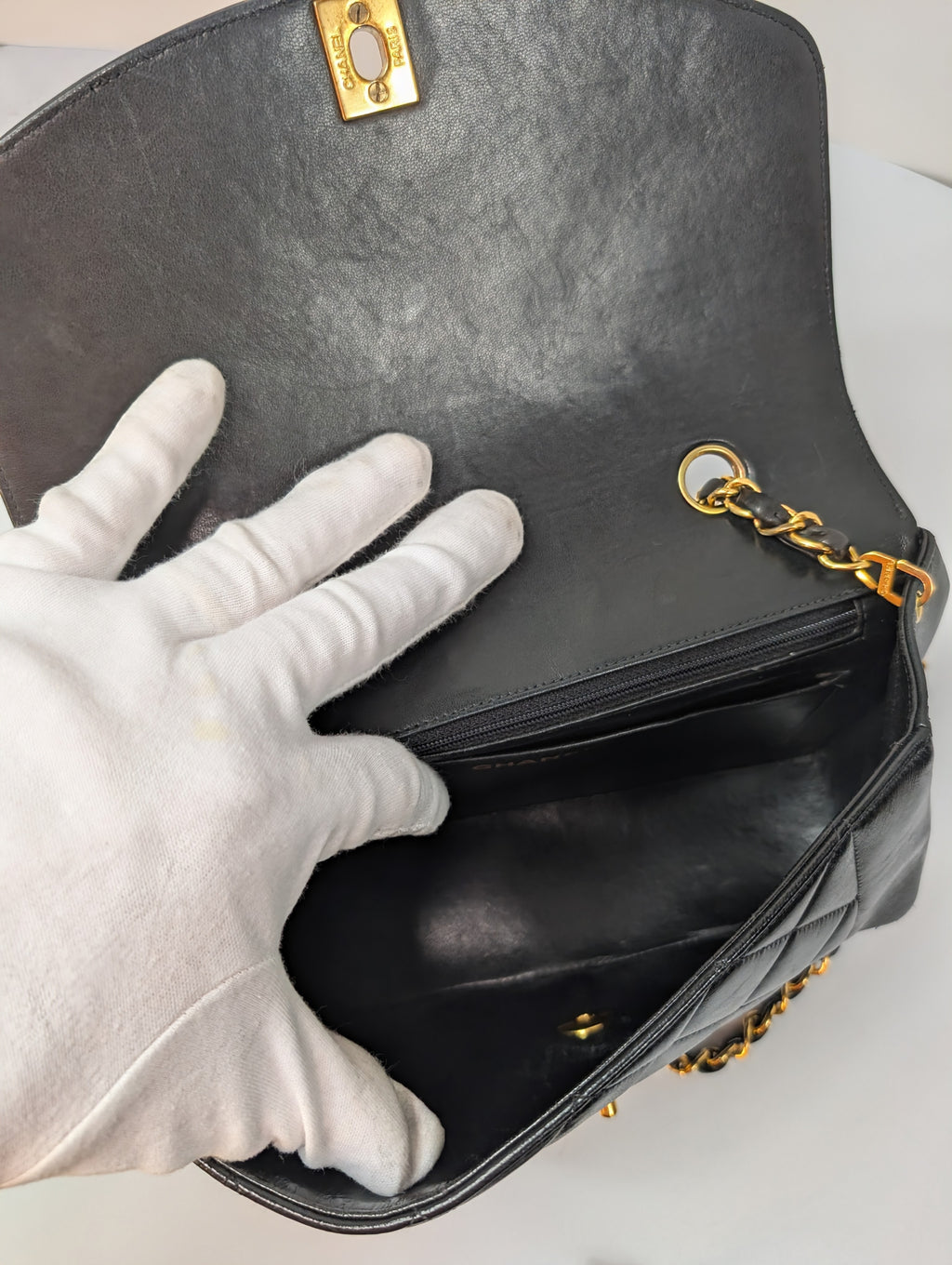 Chanel Vintage Black Medium Diana Quilted Lambskin Flap Bag