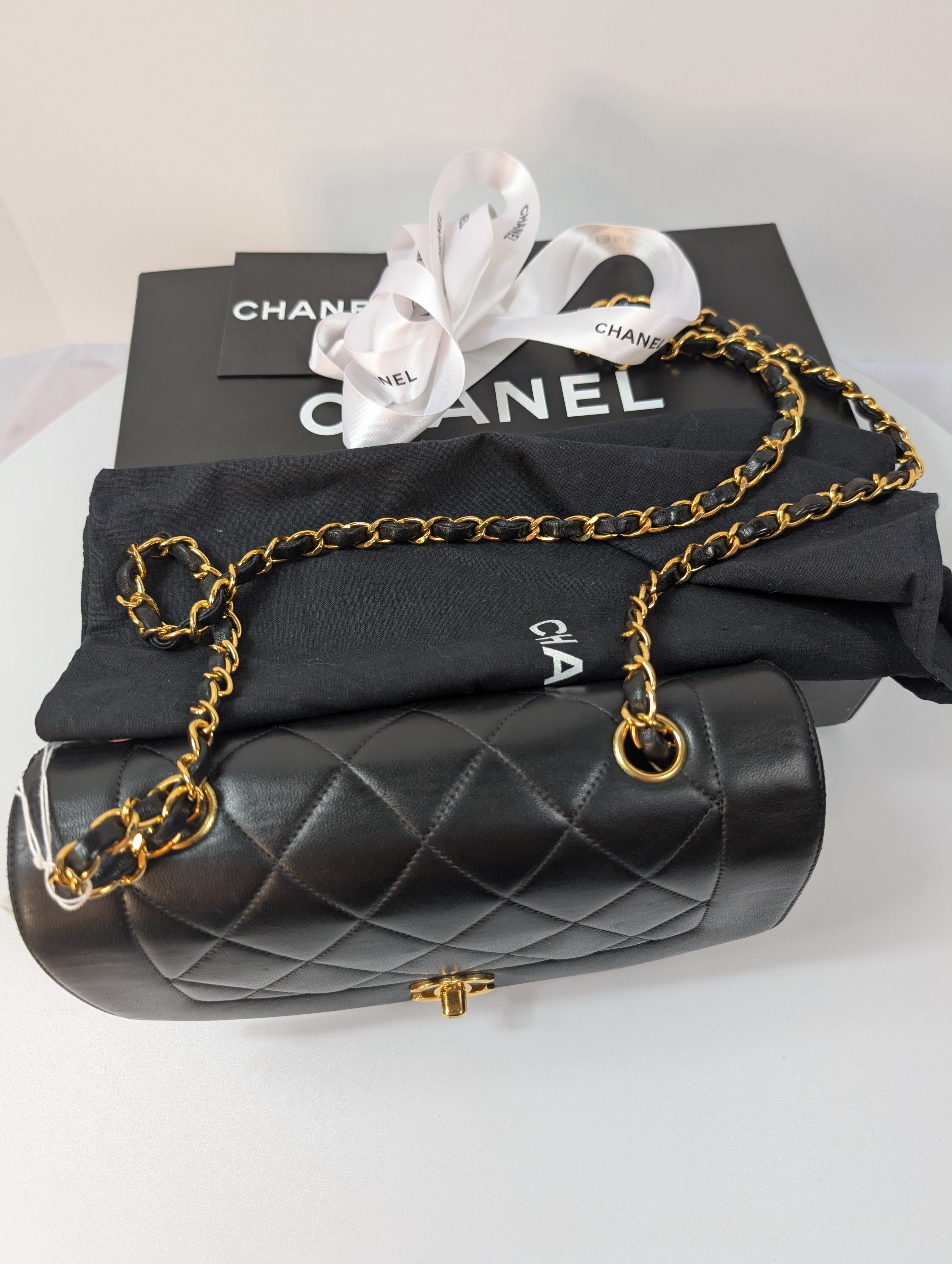 Chanel Vintage Black Medium Diana Quilted Lambskin Flap Bag