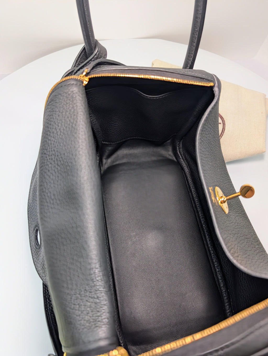 Hermes Black Taurillon Clemence Leather Lindy 26