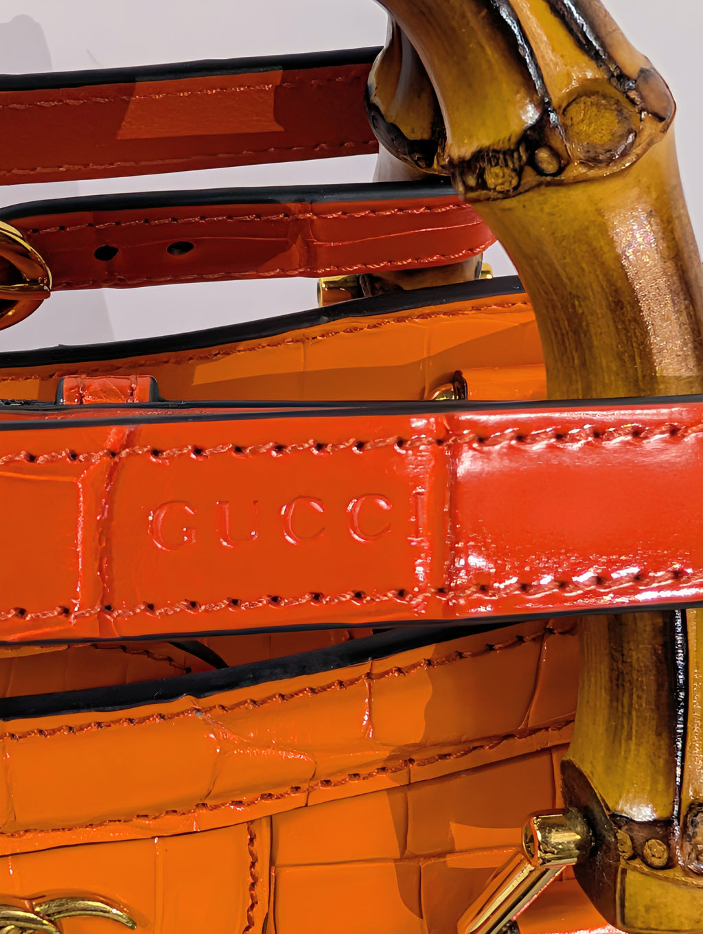 Gucci Rare Orange Crocodile Small Diana Tote Bag Complete Collector’s Set