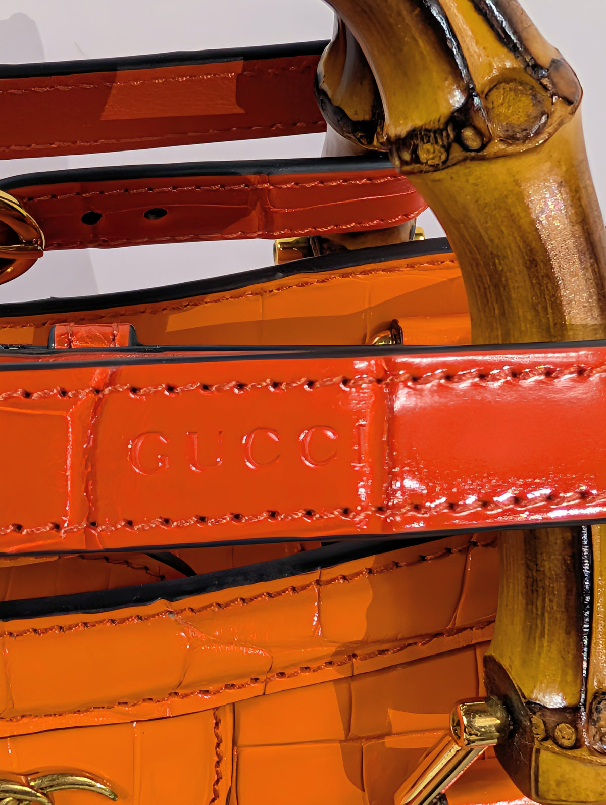 Gucci Rare Orange Crocodile Small Diana Tote Bag Complete Collector’s Set