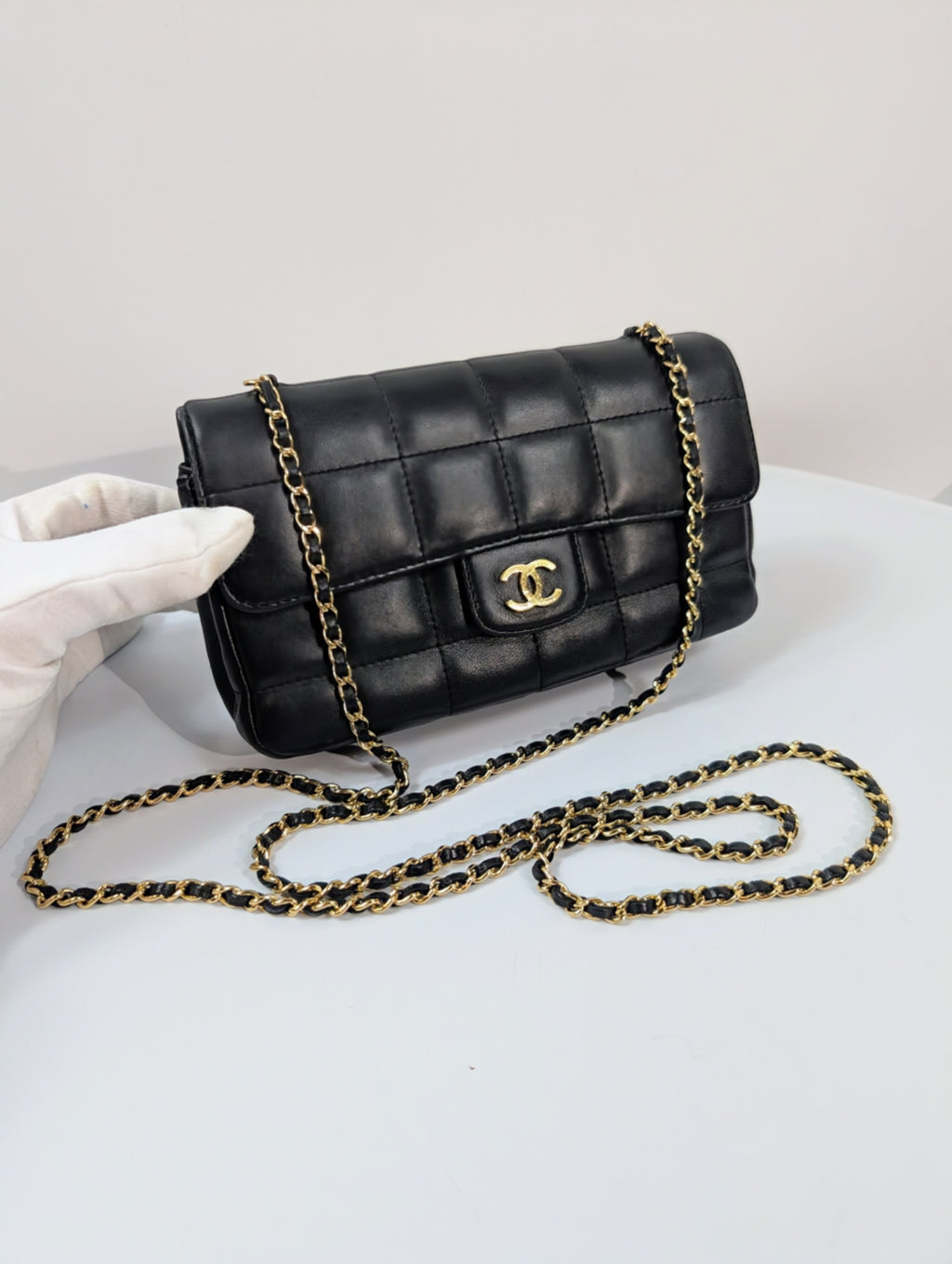 Chanel Black Lambskin Chocolate Bar Mini Flap Bag