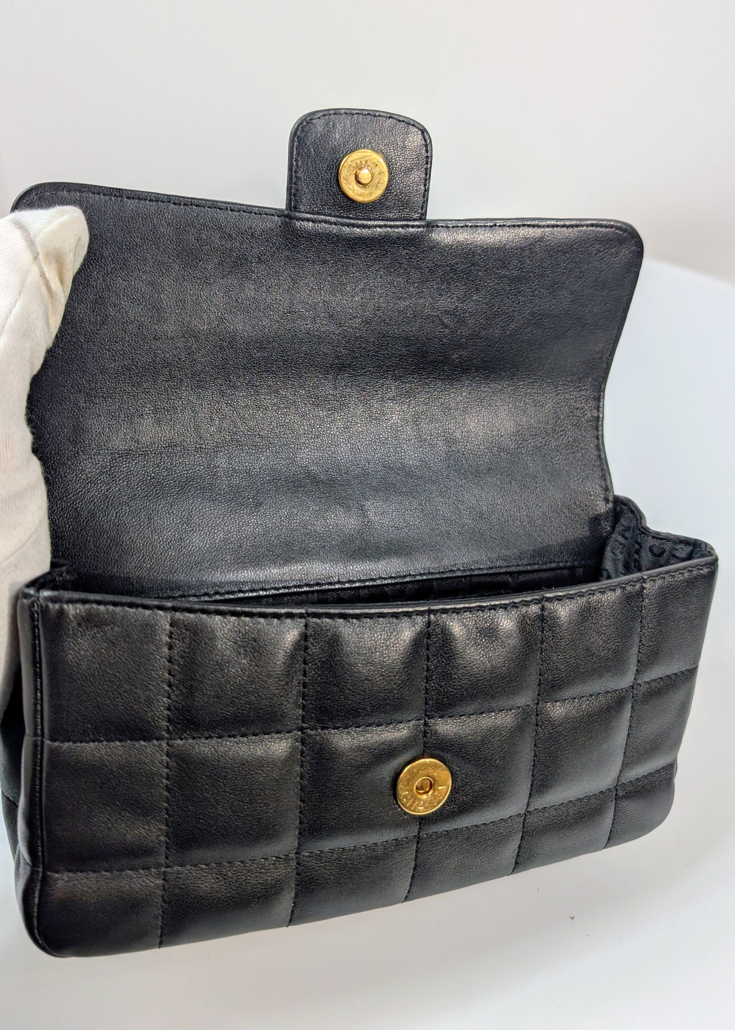 Chanel Black Lambskin Chocolate Bar Mini Flap Bag