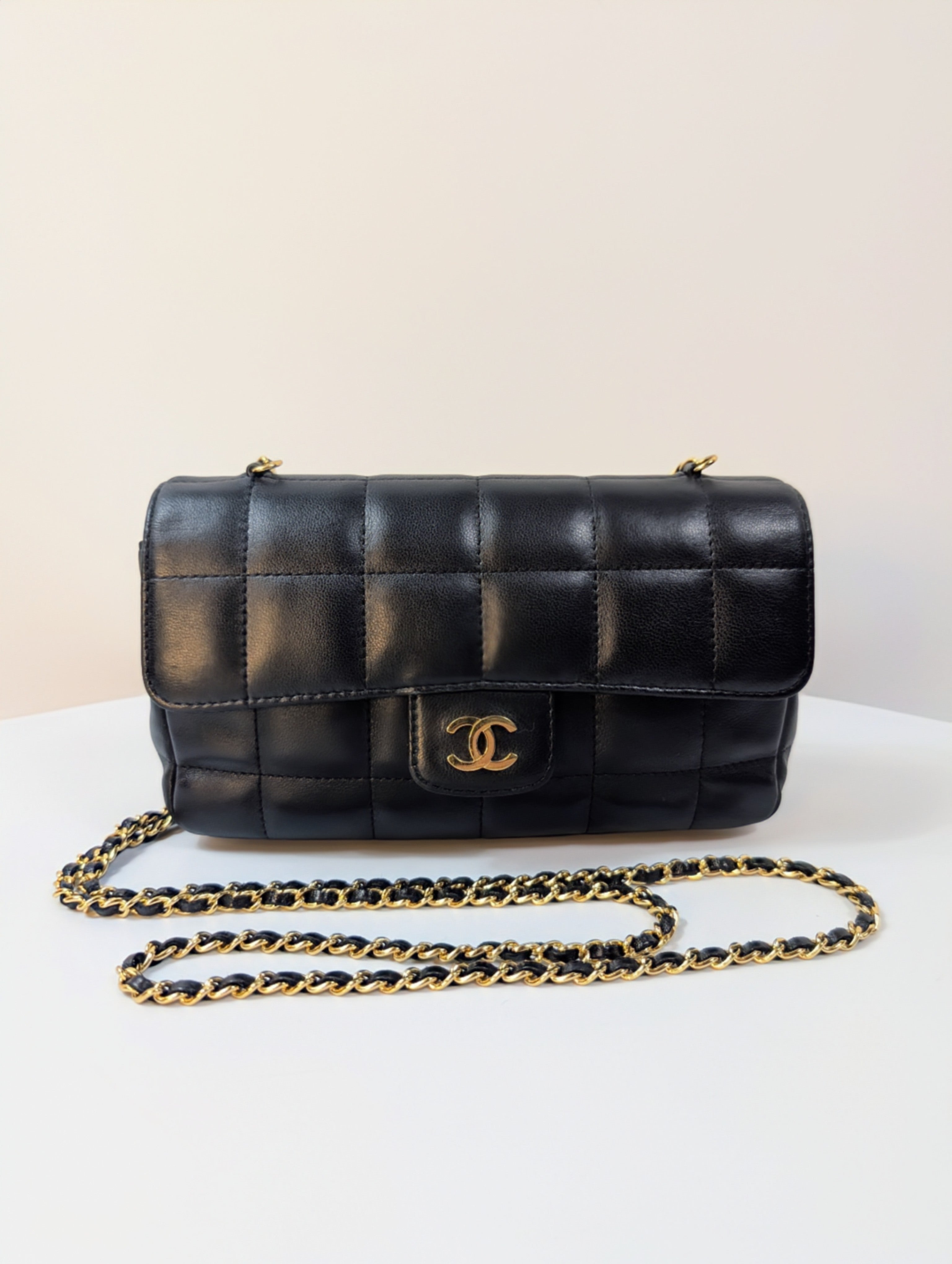Chanel Black Lambskin Chocolate Bar Mini Flap Bag