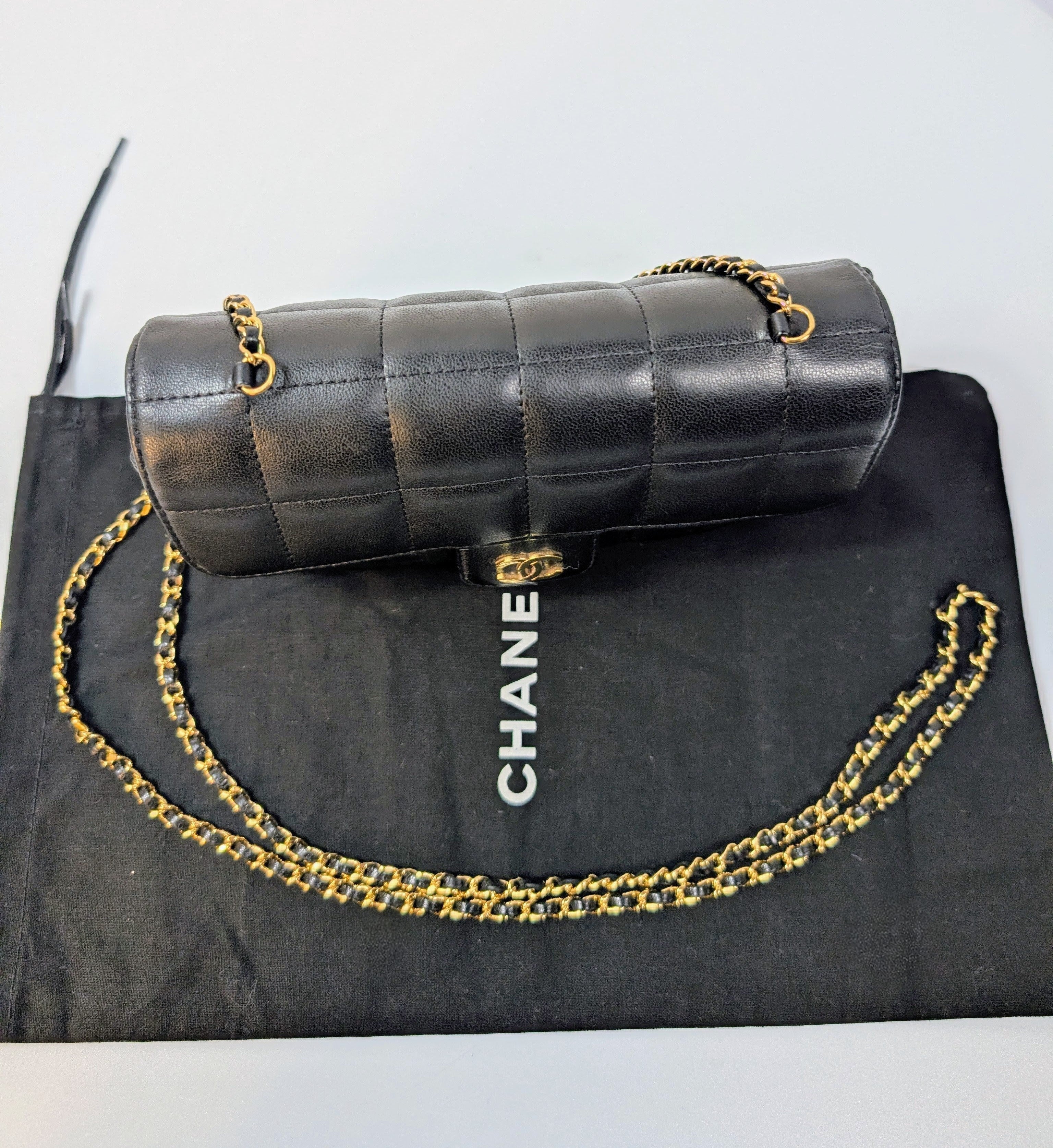 Chanel Black Lambskin Chocolate Bar Mini Flap Bag