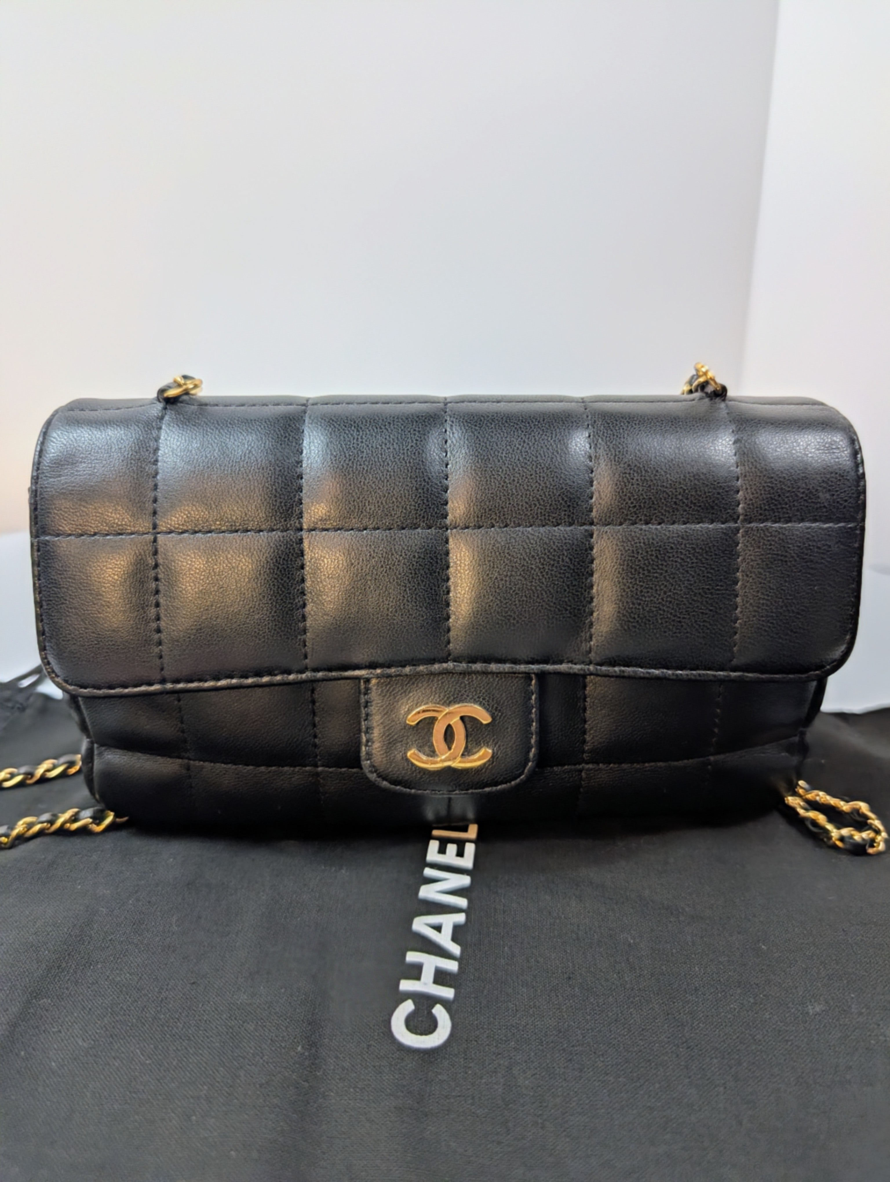 Chanel Black Lambskin Chocolate Bar Mini Flap Bag