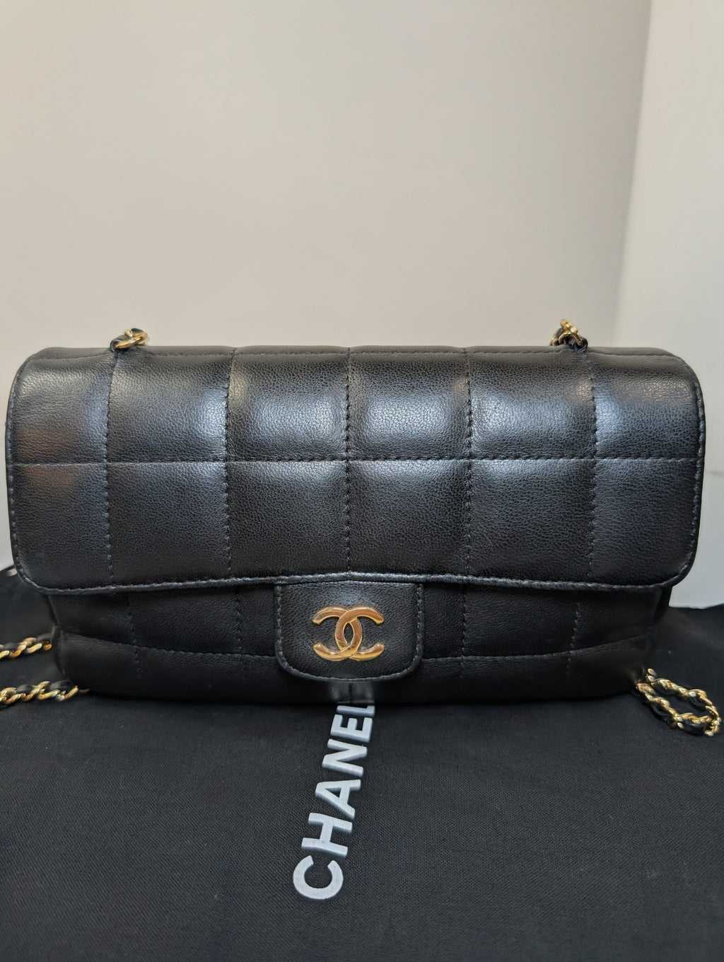Chanel Black Lambskin Chocolate Bar Mini Flap Bag