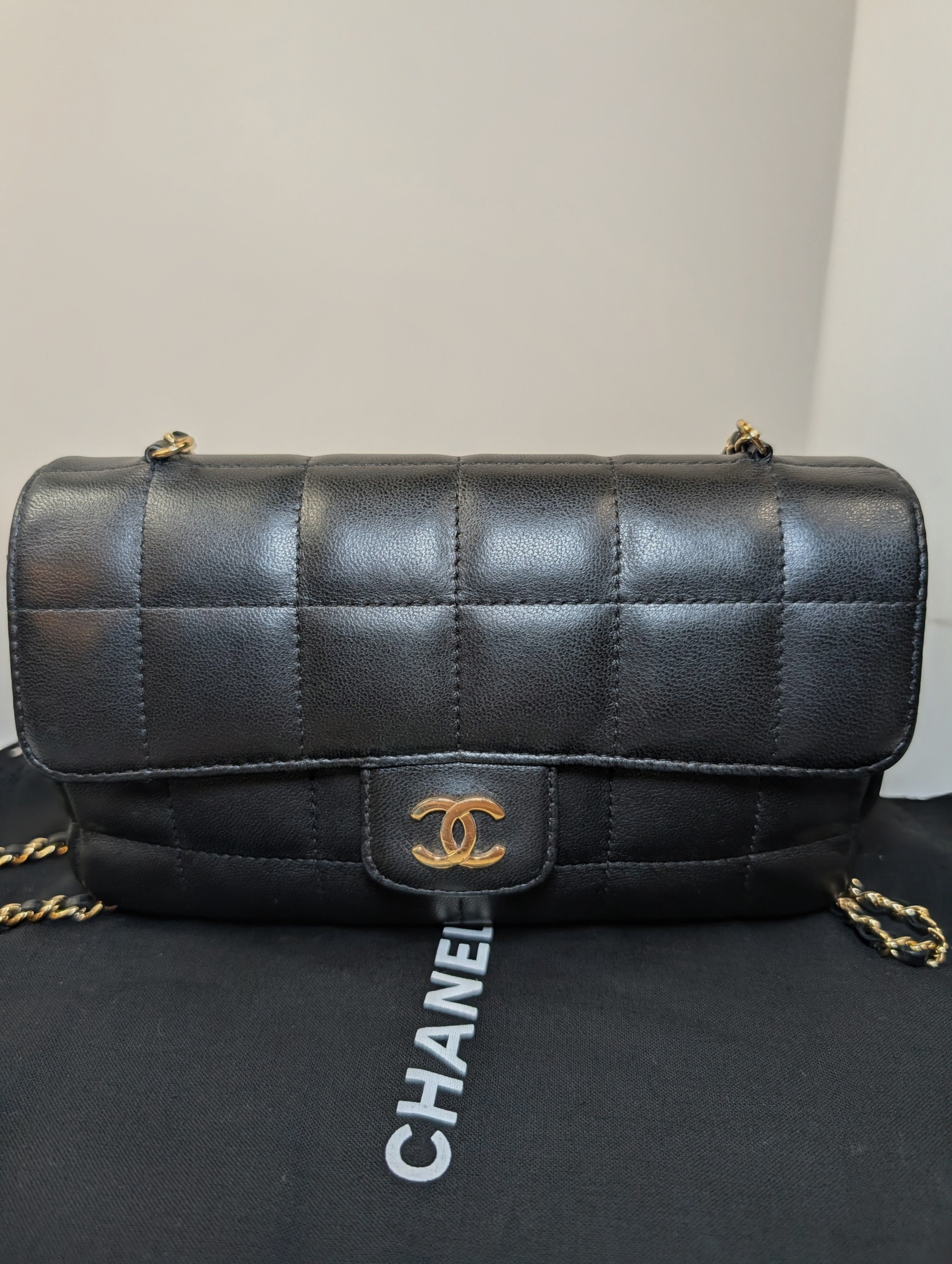 Chanel Black Lambskin Chocolate Bar Mini Flap Bag