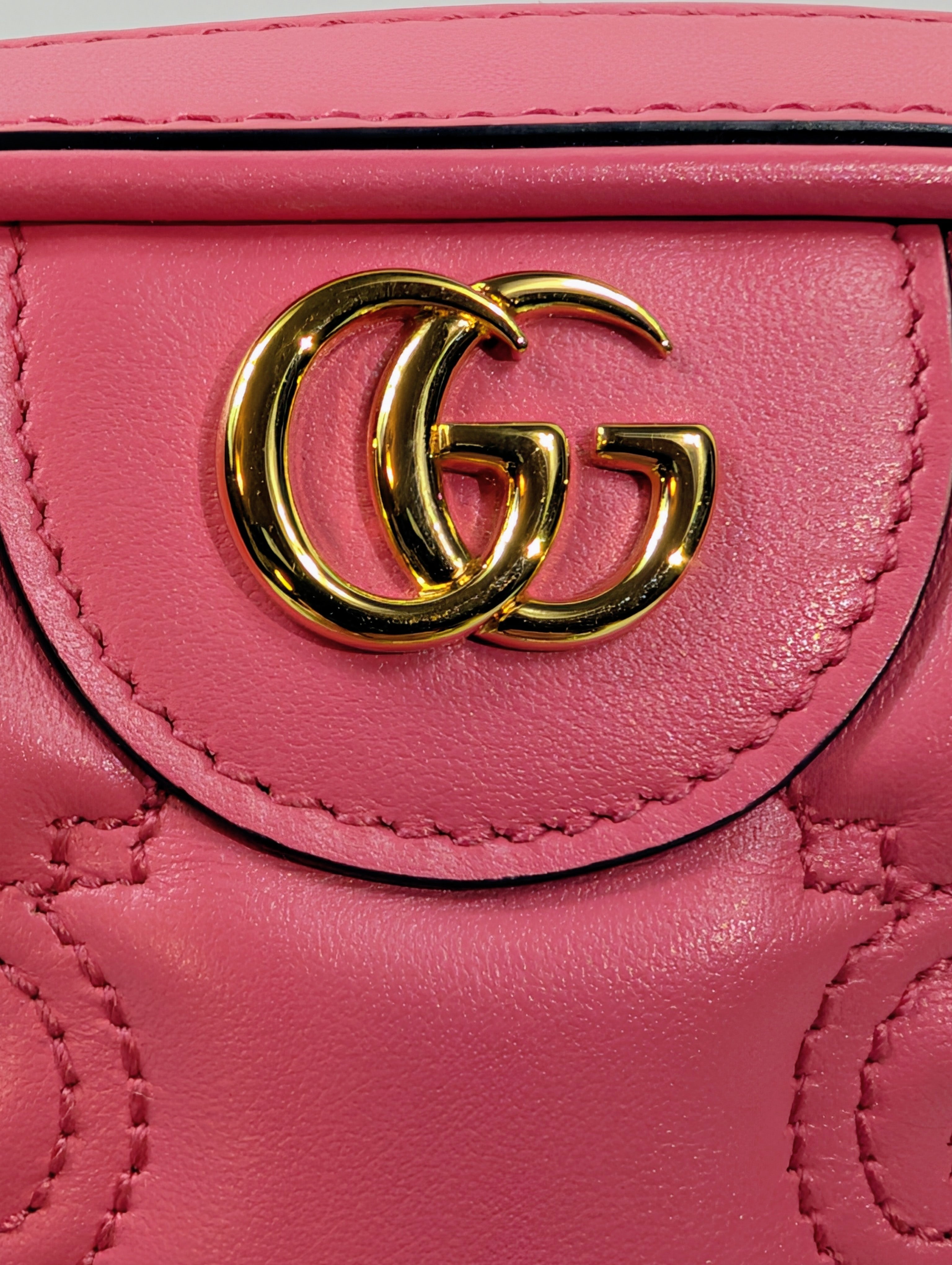 Gucci GG Hot Pink Matelasse Leather Double-Strap Camera Bag
