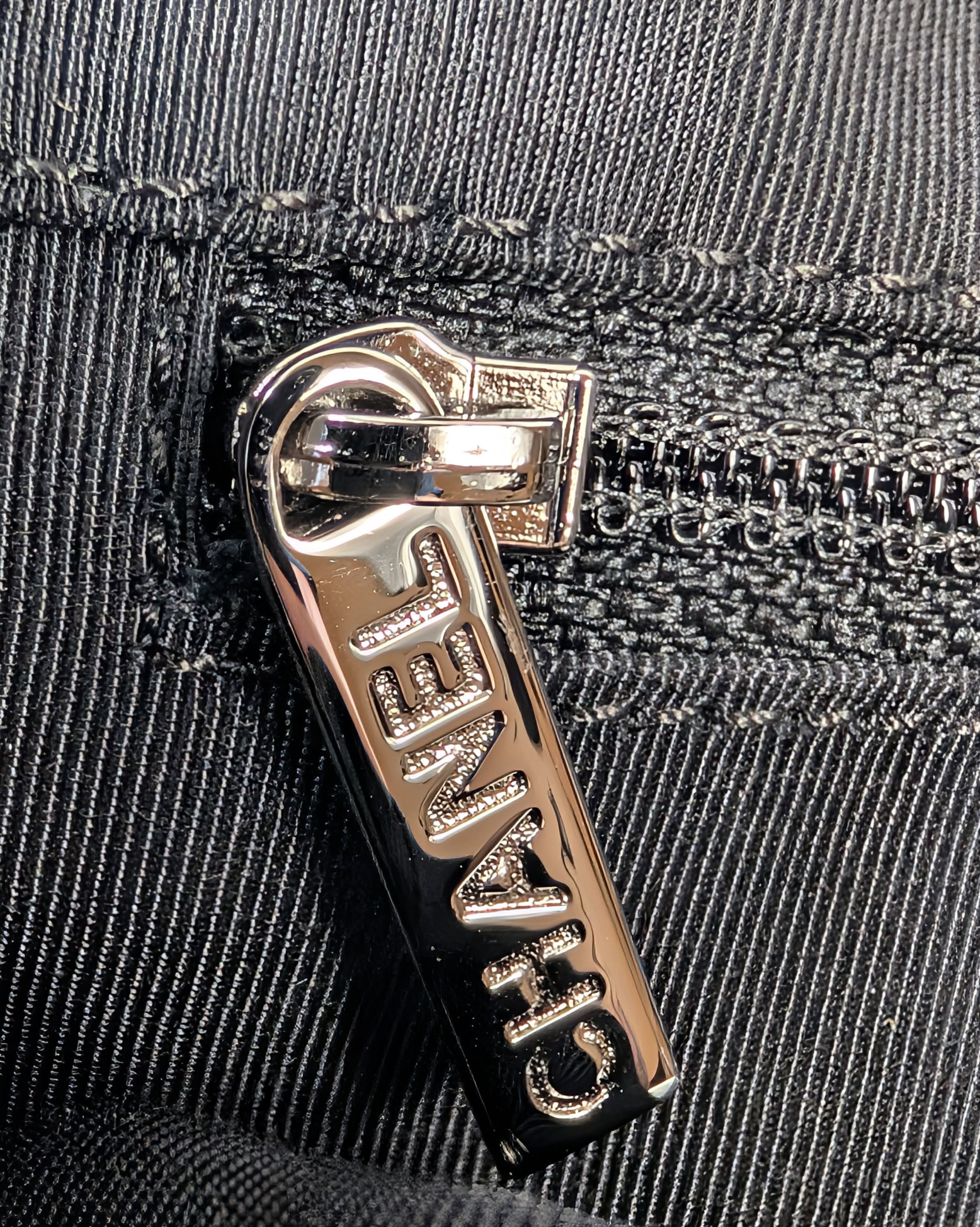 Chanel Black and White Striped Fabric Shopping Tote