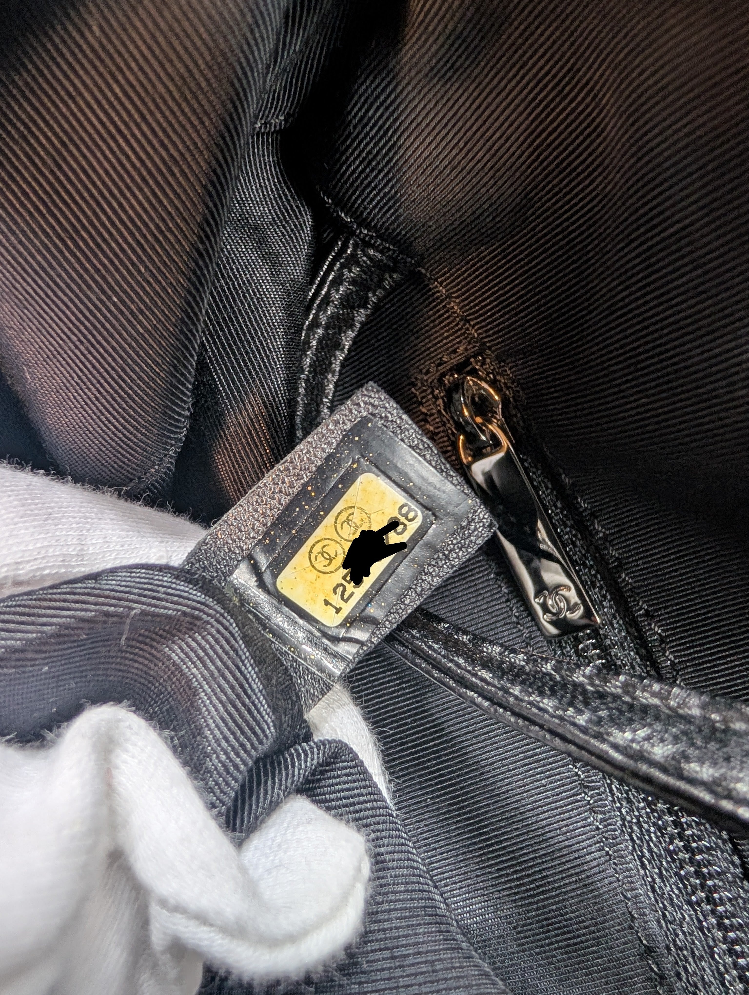 Chanel Black and White Striped Fabric Shopping Tote