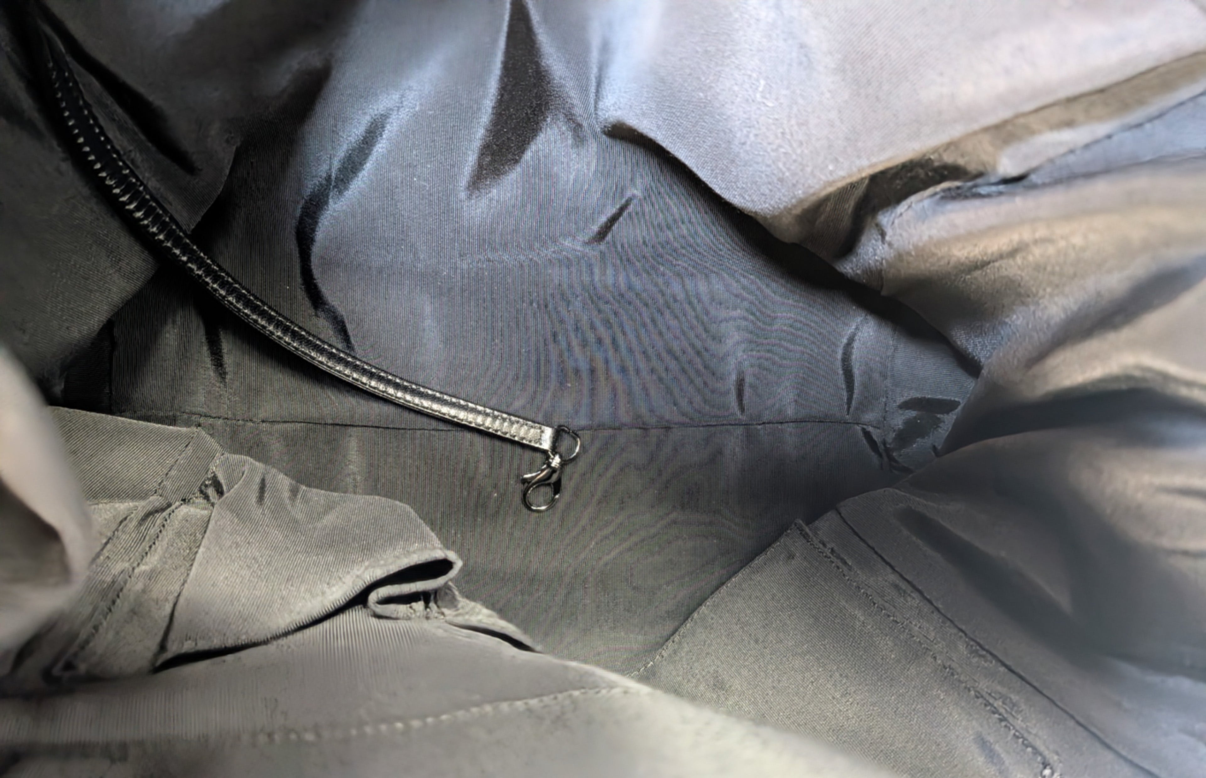 Chanel Black and White Striped Fabric Shopping Tote