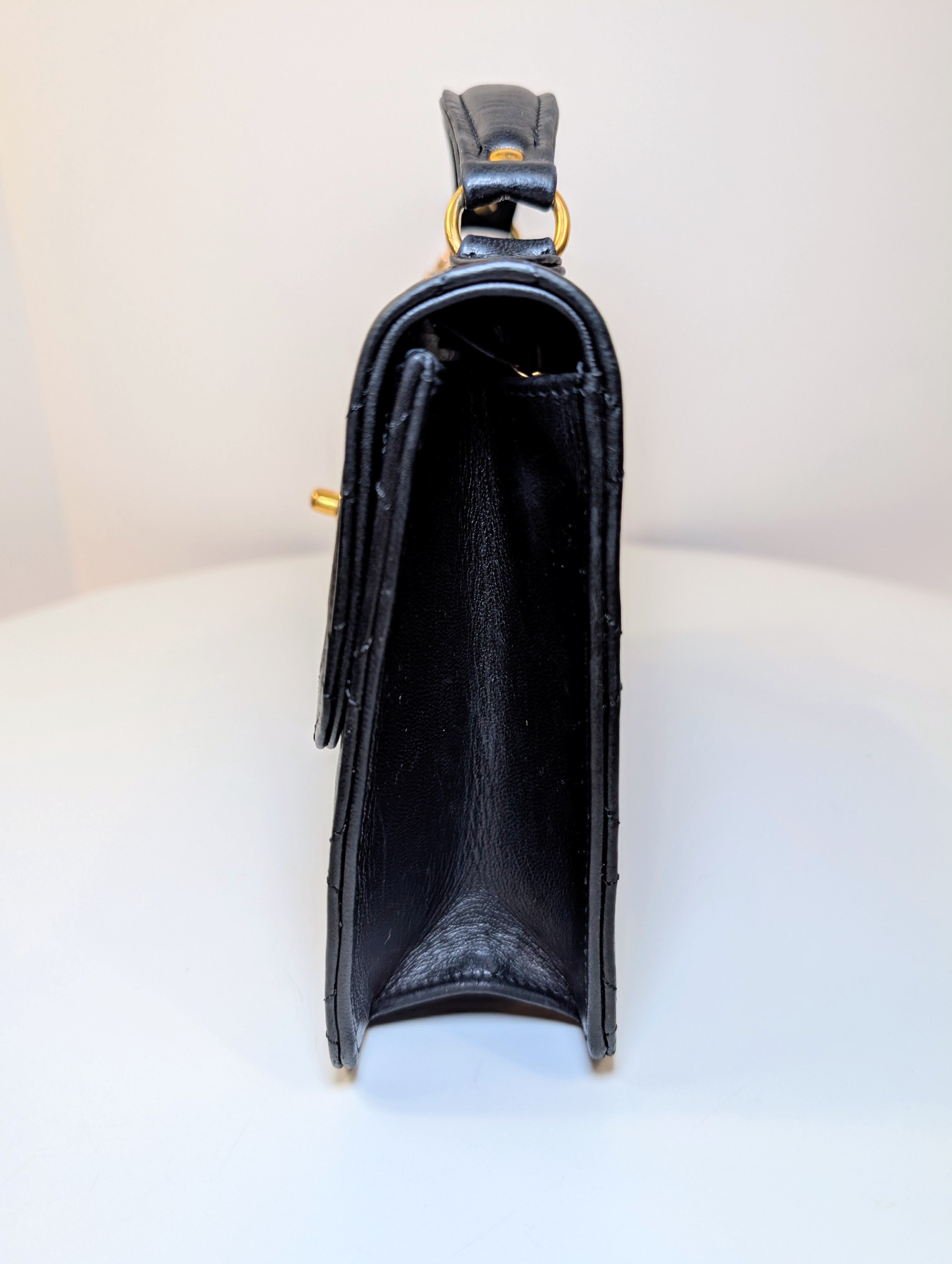 Chanel Vintage Black Lambskin Quilted Flap Bag with 31 Rue Cambon Medallion