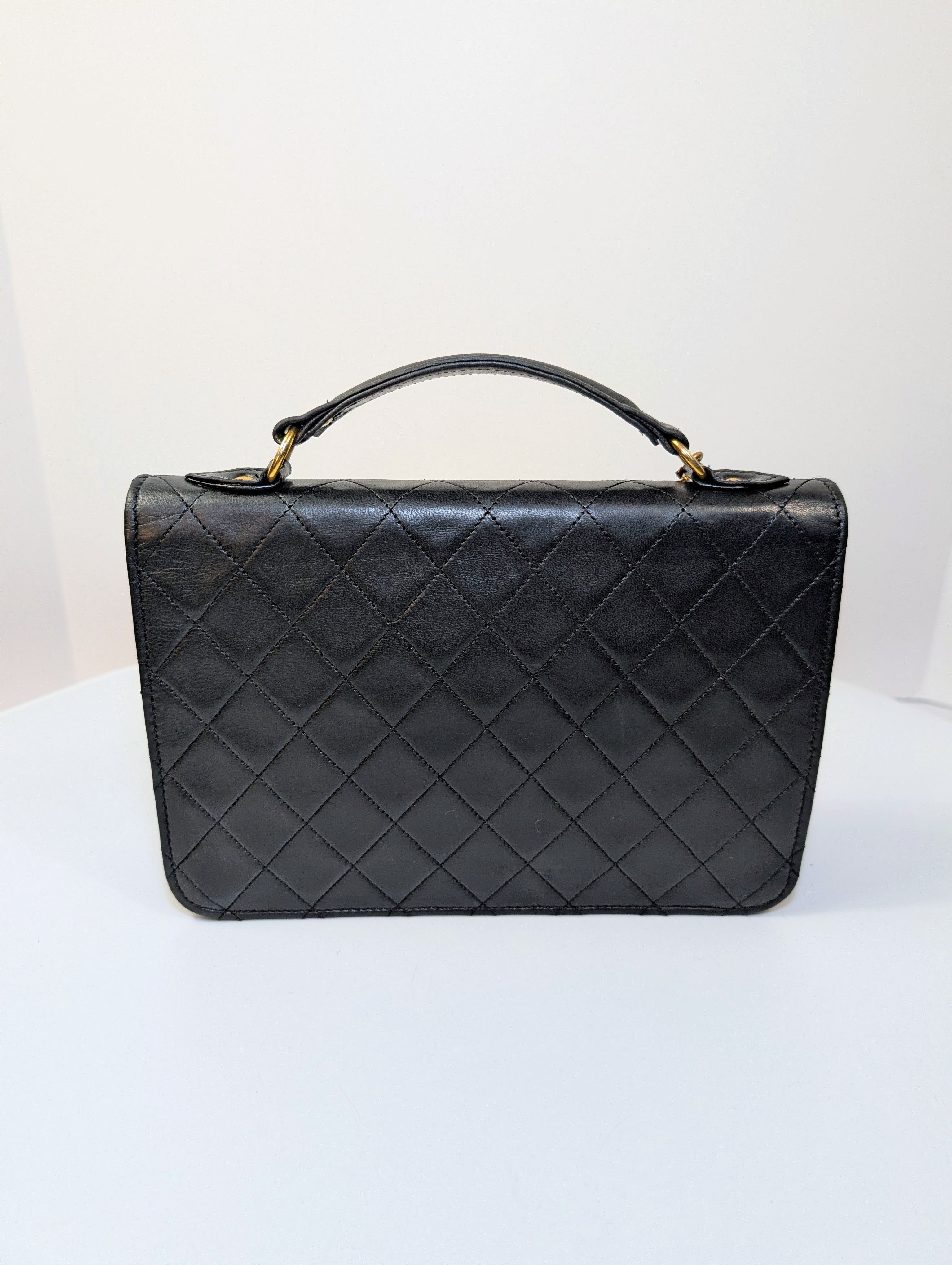 Chanel Vintage Black Lambskin Quilted Flap Bag with 31 Rue Cambon Medallion