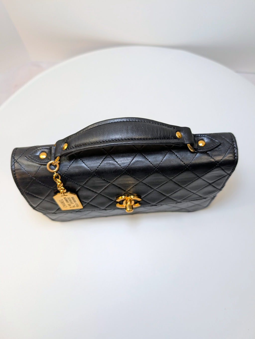 Chanel Vintage Black Lambskin Quilted Flap Bag with 31 Rue Cambon Medallion