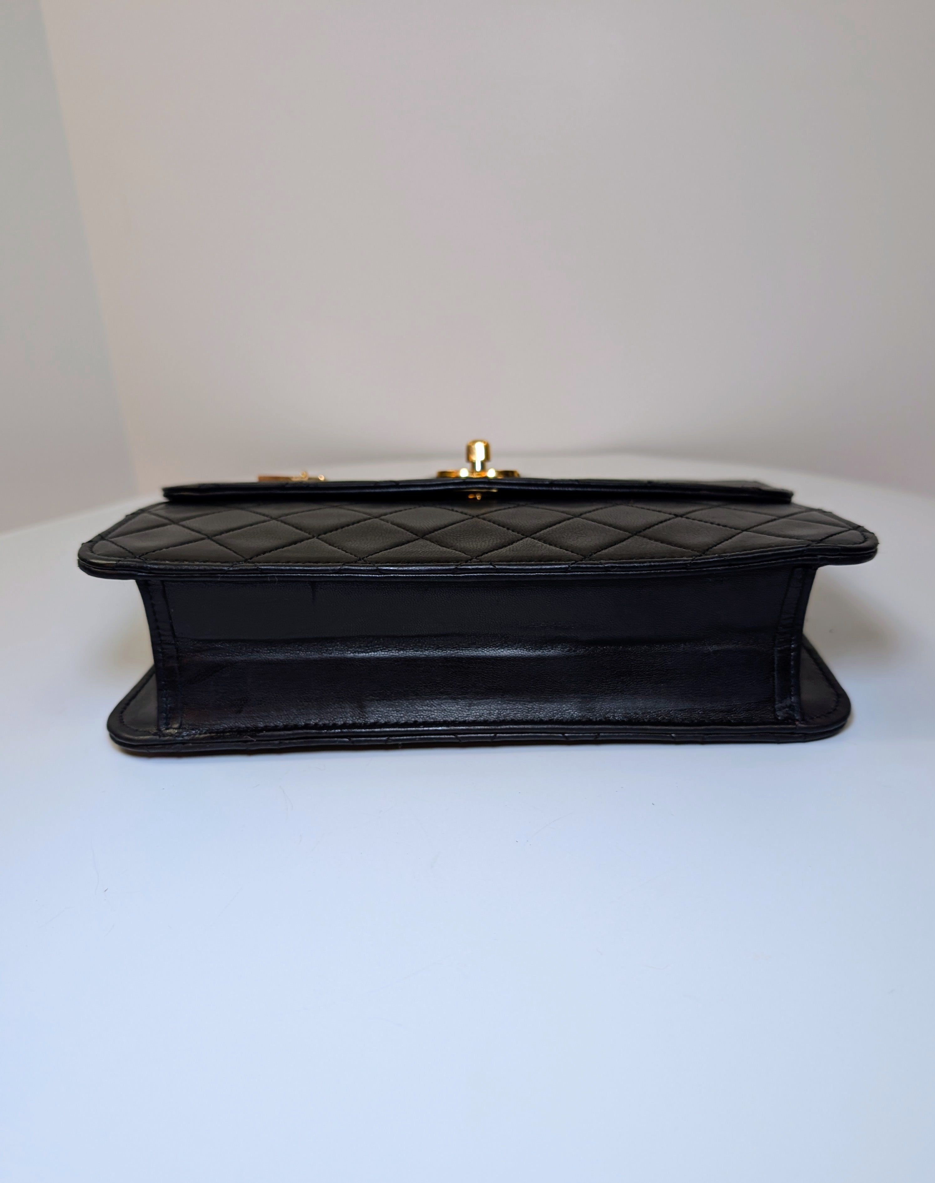 Chanel Vintage Black Lambskin Quilted Flap Bag with 31 Rue Cambon Medallion