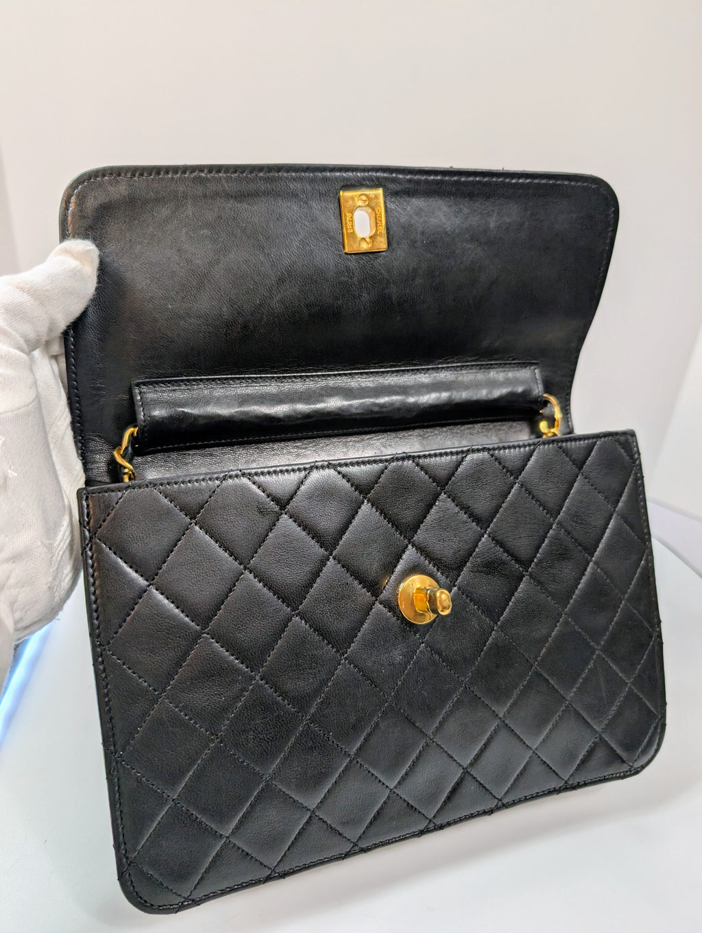 Chanel Vintage Black Lambskin Quilted Flap Bag with 31 Rue Cambon Medallion