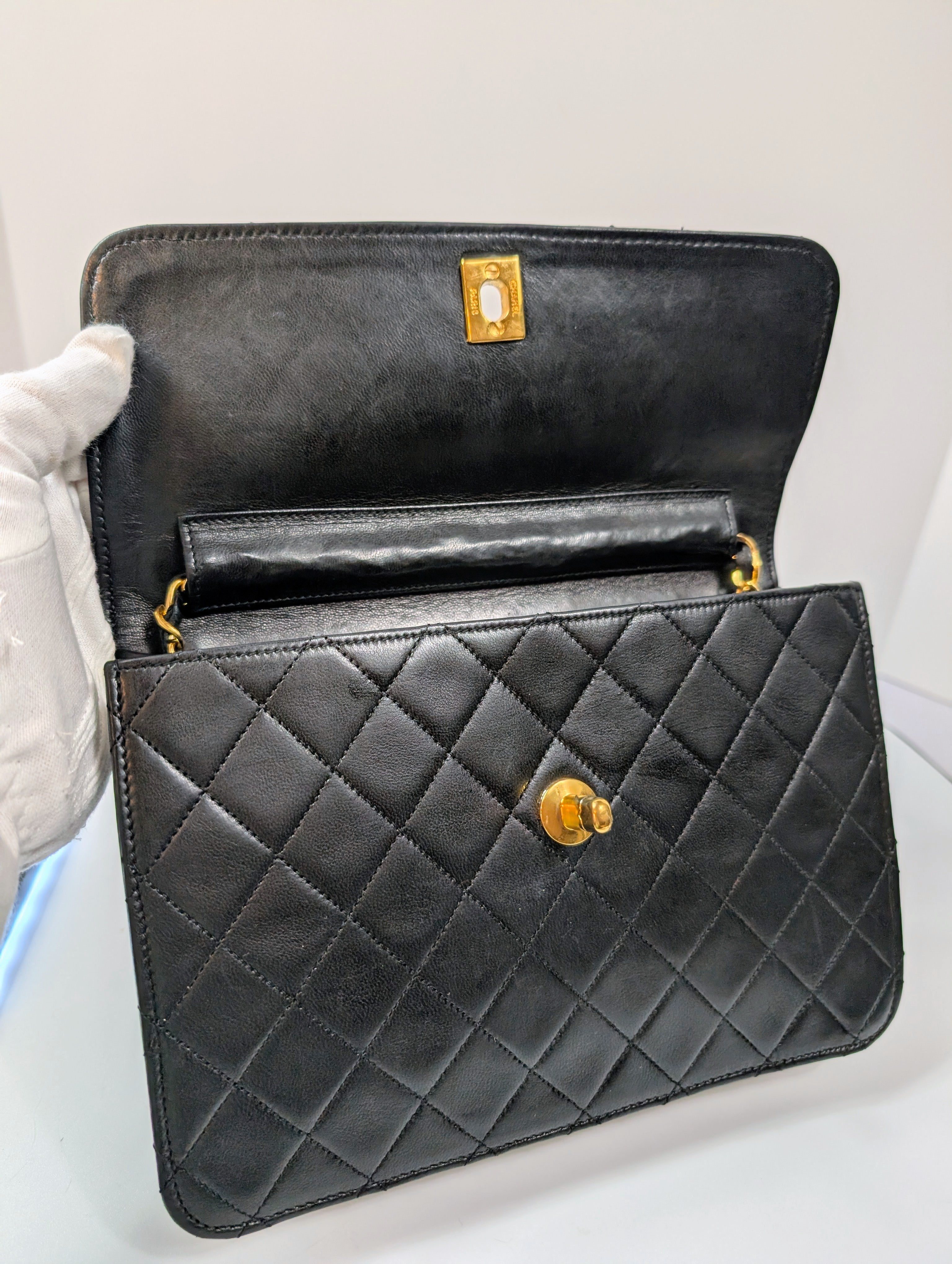 Chanel Vintage Black Lambskin Quilted Flap Bag with 31 Rue Cambon Medallion
