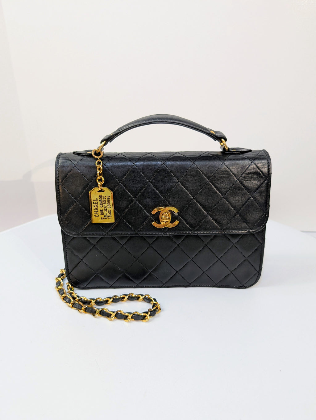 Chanel Vintage Black Lambskin Quilted Flap Bag with 31 Rue Cambon Medallion