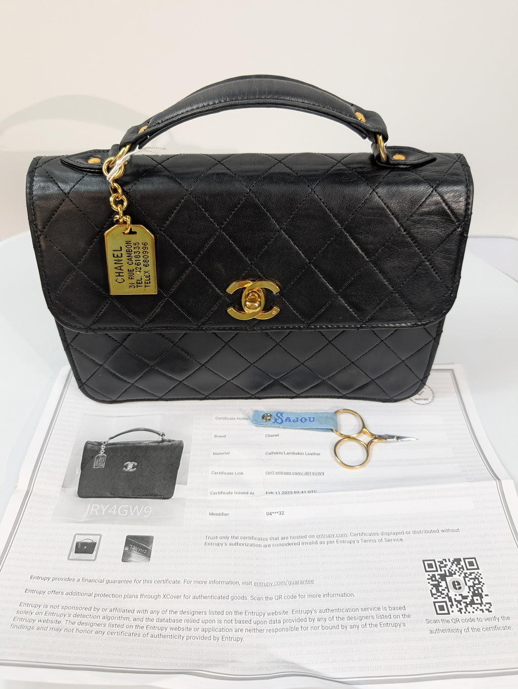 Chanel Vintage Black Lambskin Quilted Flap Bag with 31 Rue Cambon Medallion
