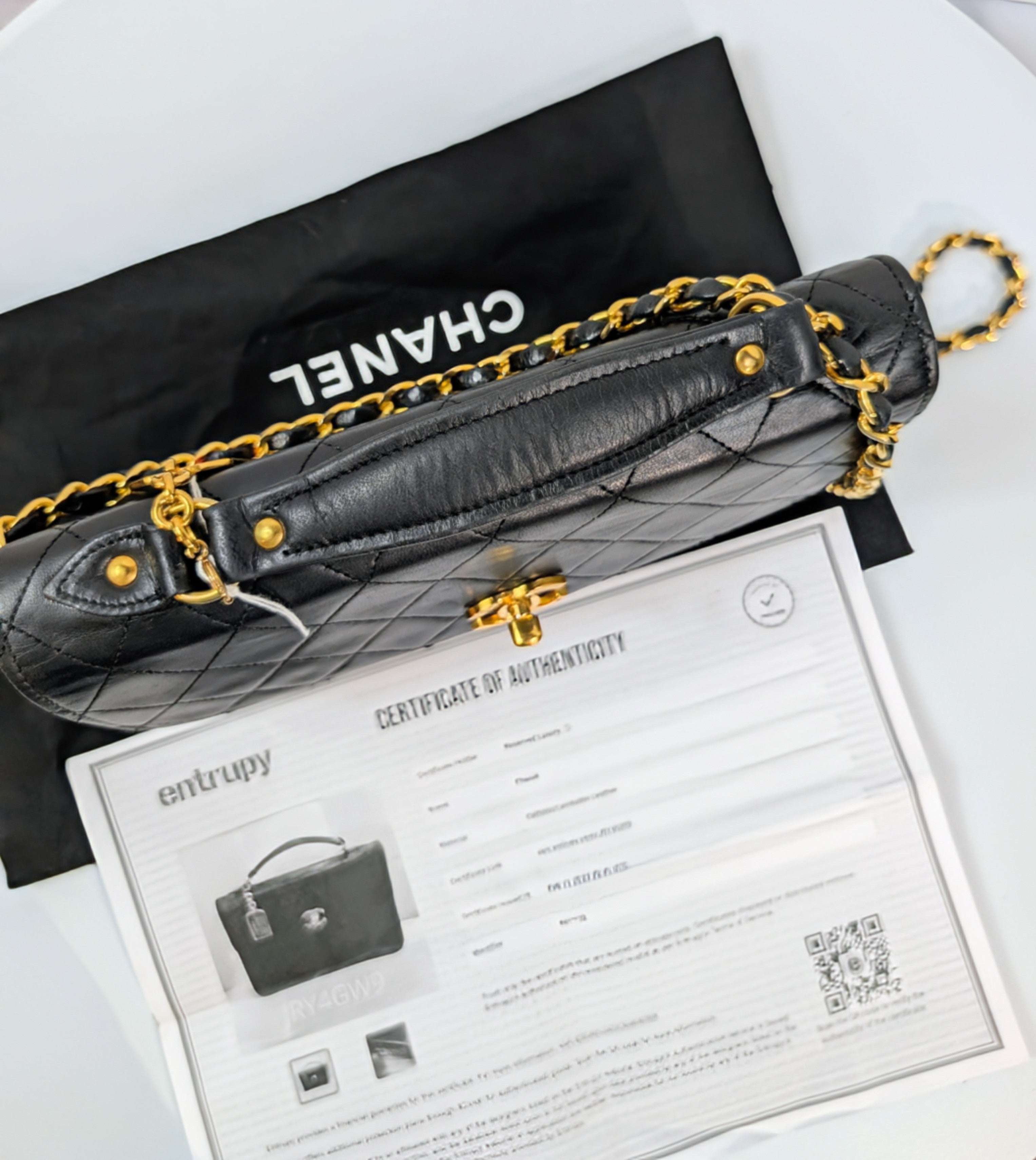 Chanel Vintage Black Lambskin Quilted Flap Bag with 31 Rue Cambon Medallion