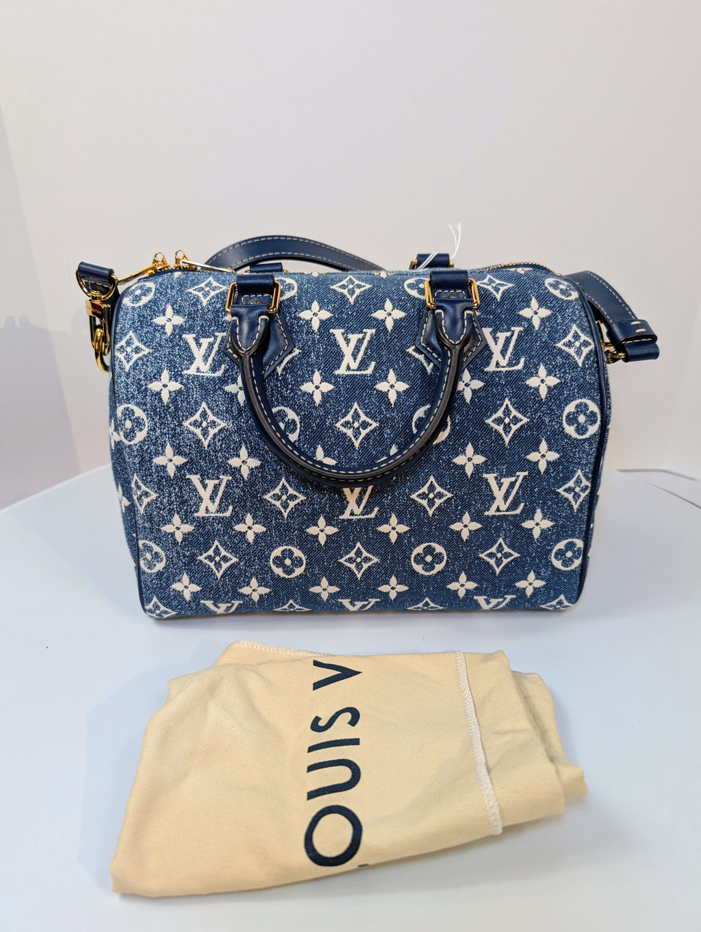 Louis Vuitton Denim Jacquard Monogram Speedy Bandoulière 25