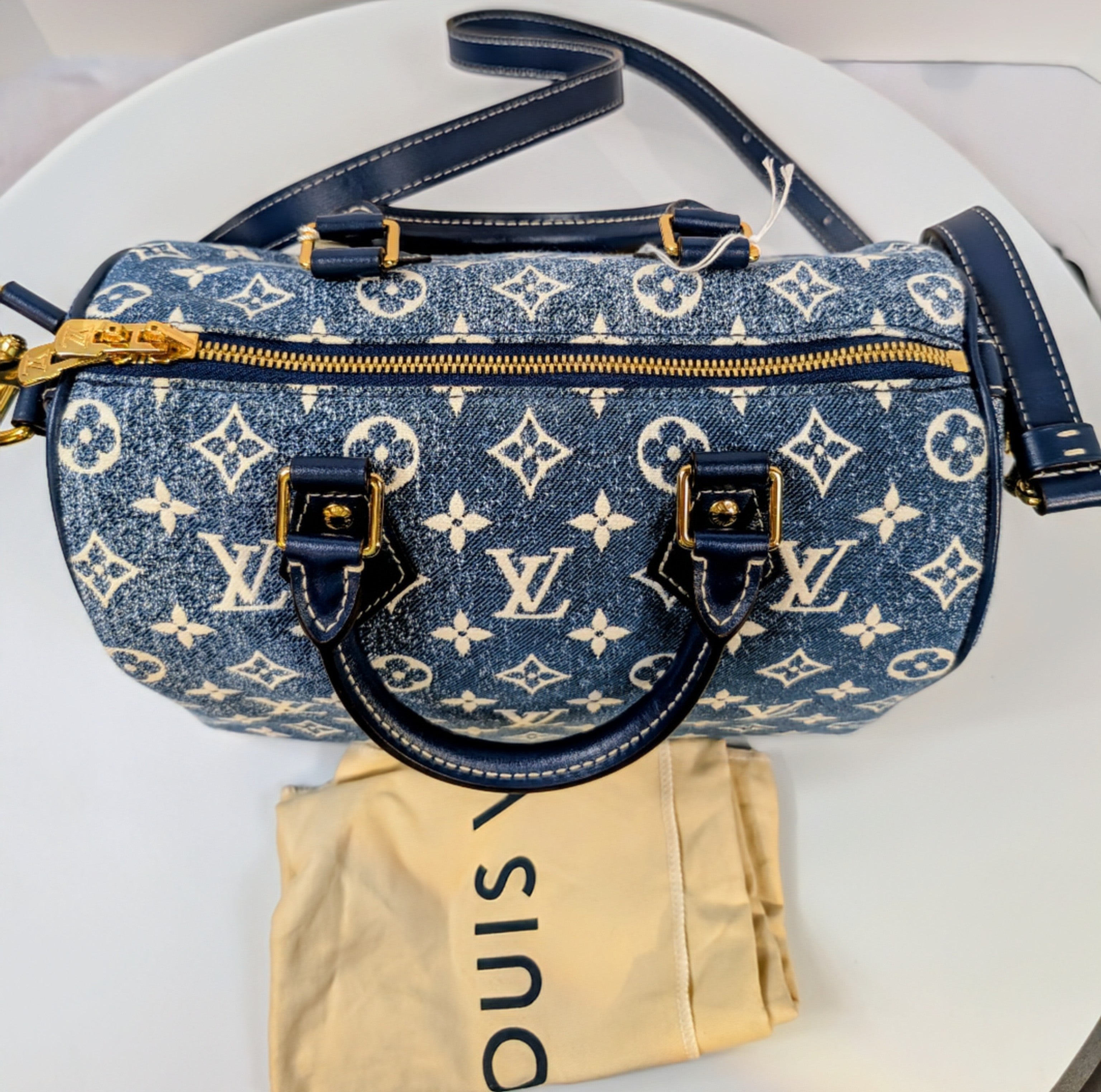 Louis Vuitton Denim Jacquard Monogram Speedy Bandoulière 25