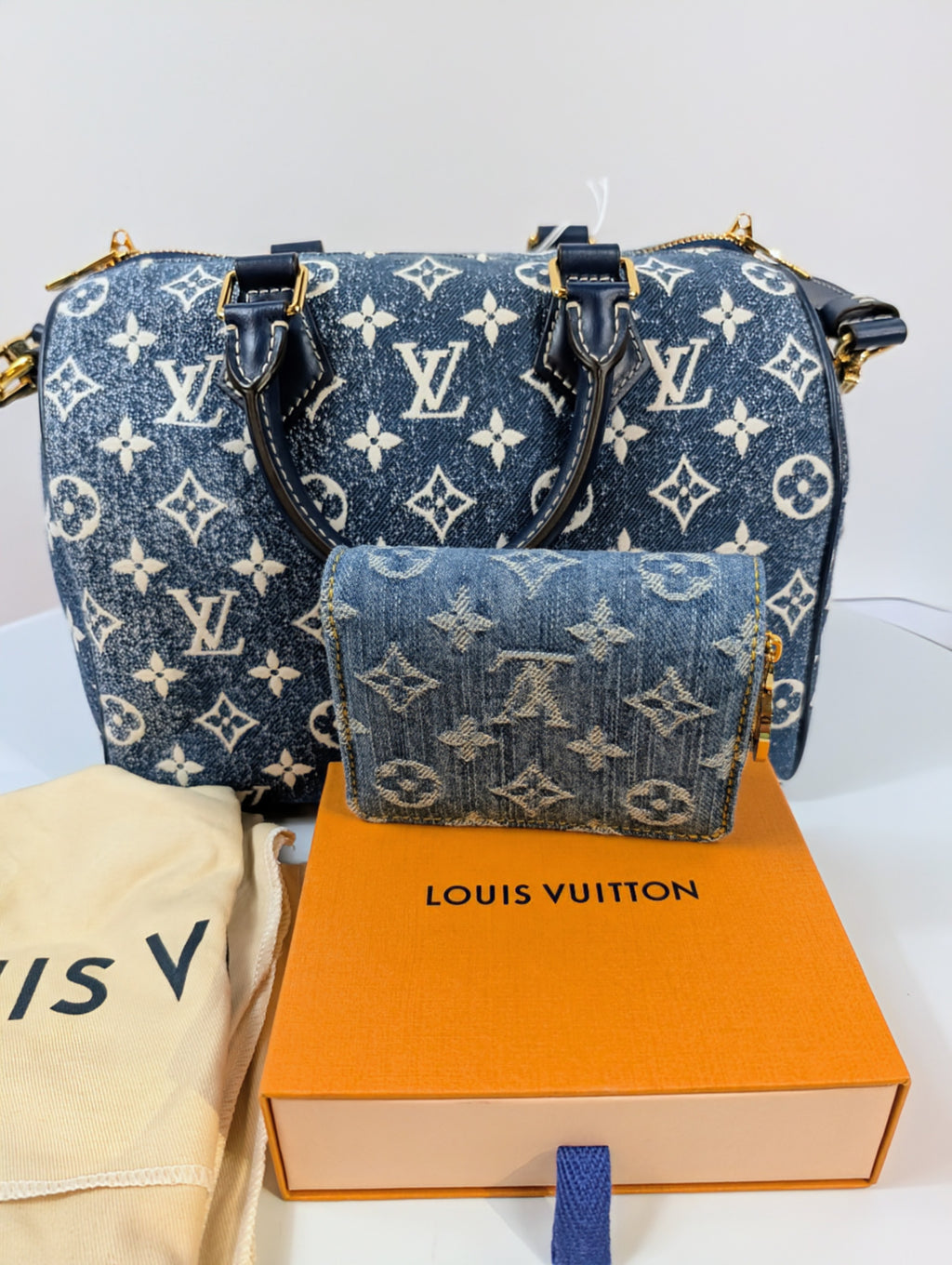 Louis Vuitton Denim Jacquard Monogram Speedy Bandoulière 25