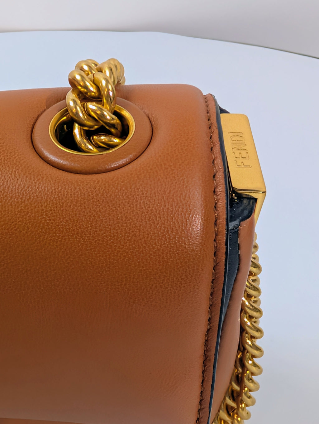 Fendi Brown Black Bicolor Mini Kan I F Shoulder Baguette