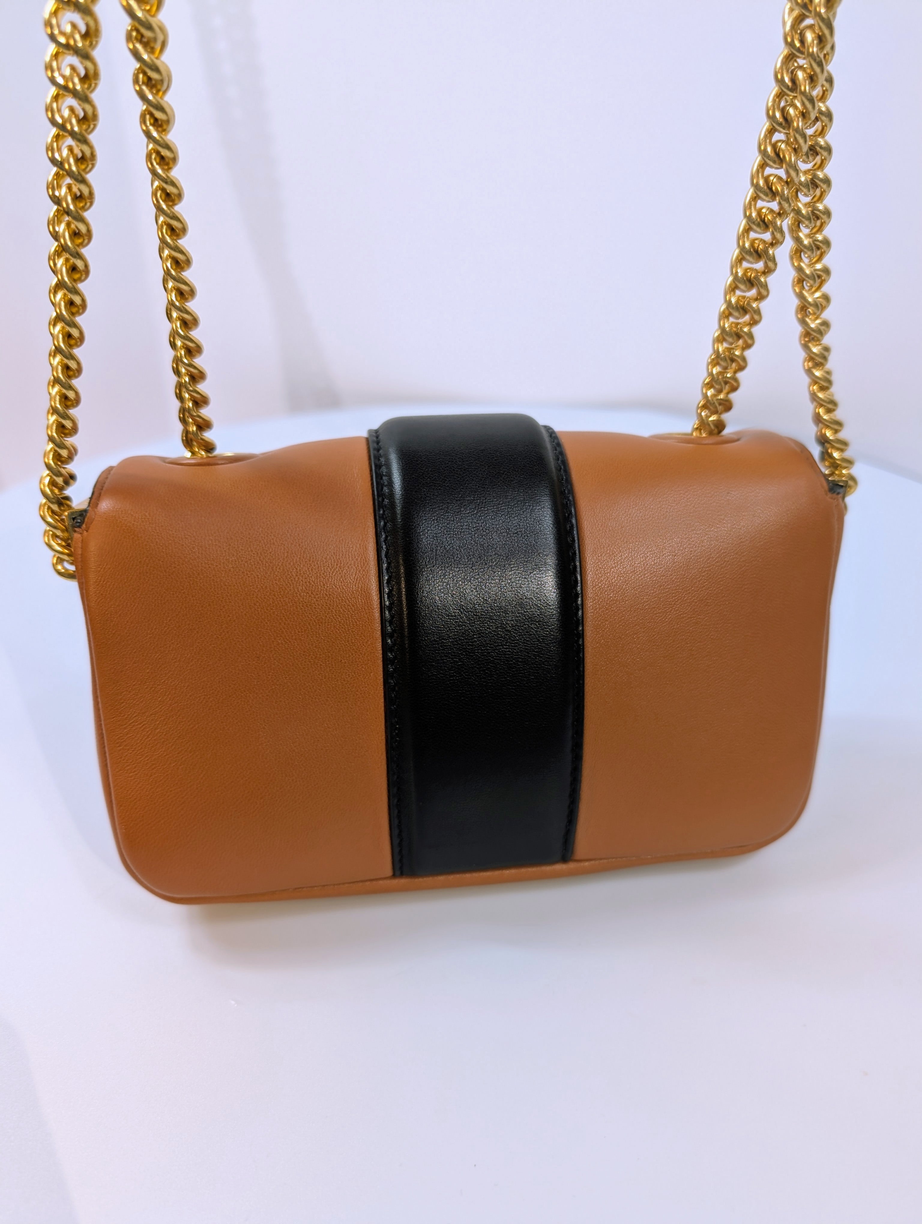 Fendi Brown Black Bicolor Mini Kan I F Shoulder Baguette