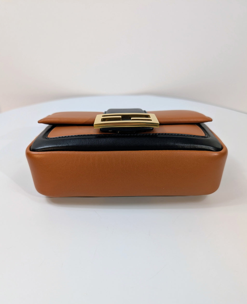 Fendi Brown Black Bicolor Mini Kan I F Shoulder Baguette