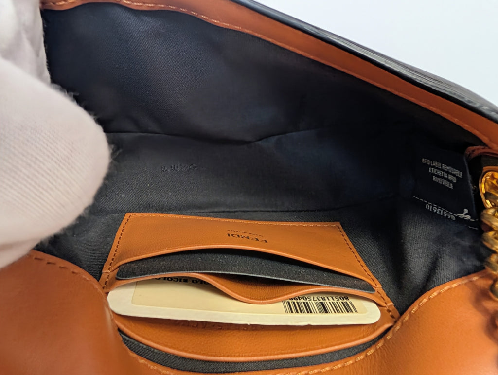 Fendi Brown Black Bicolor Mini Kan I F Shoulder Baguette