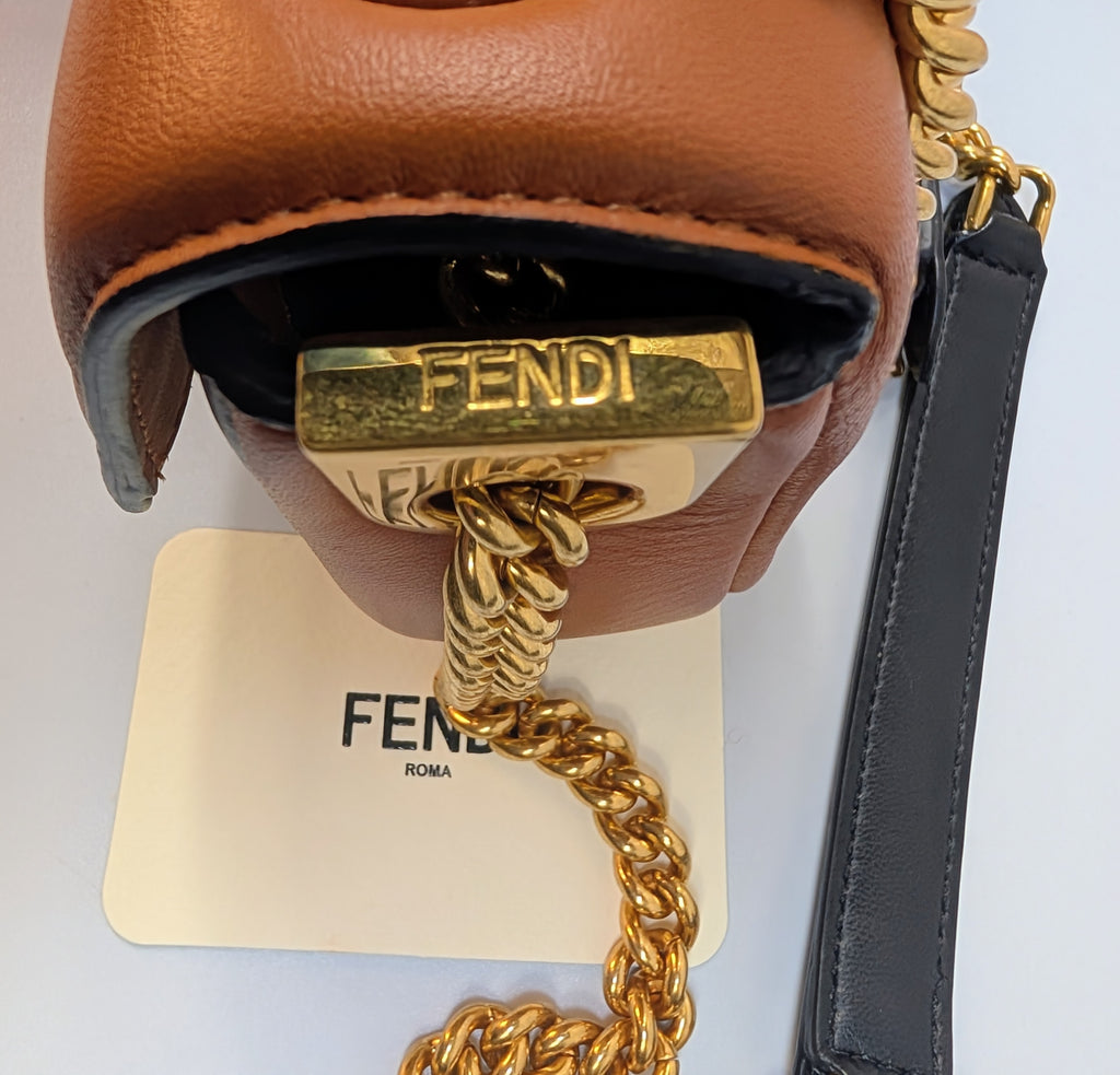 Fendi Brown Black Bicolor Mini Kan I F Shoulder Baguette