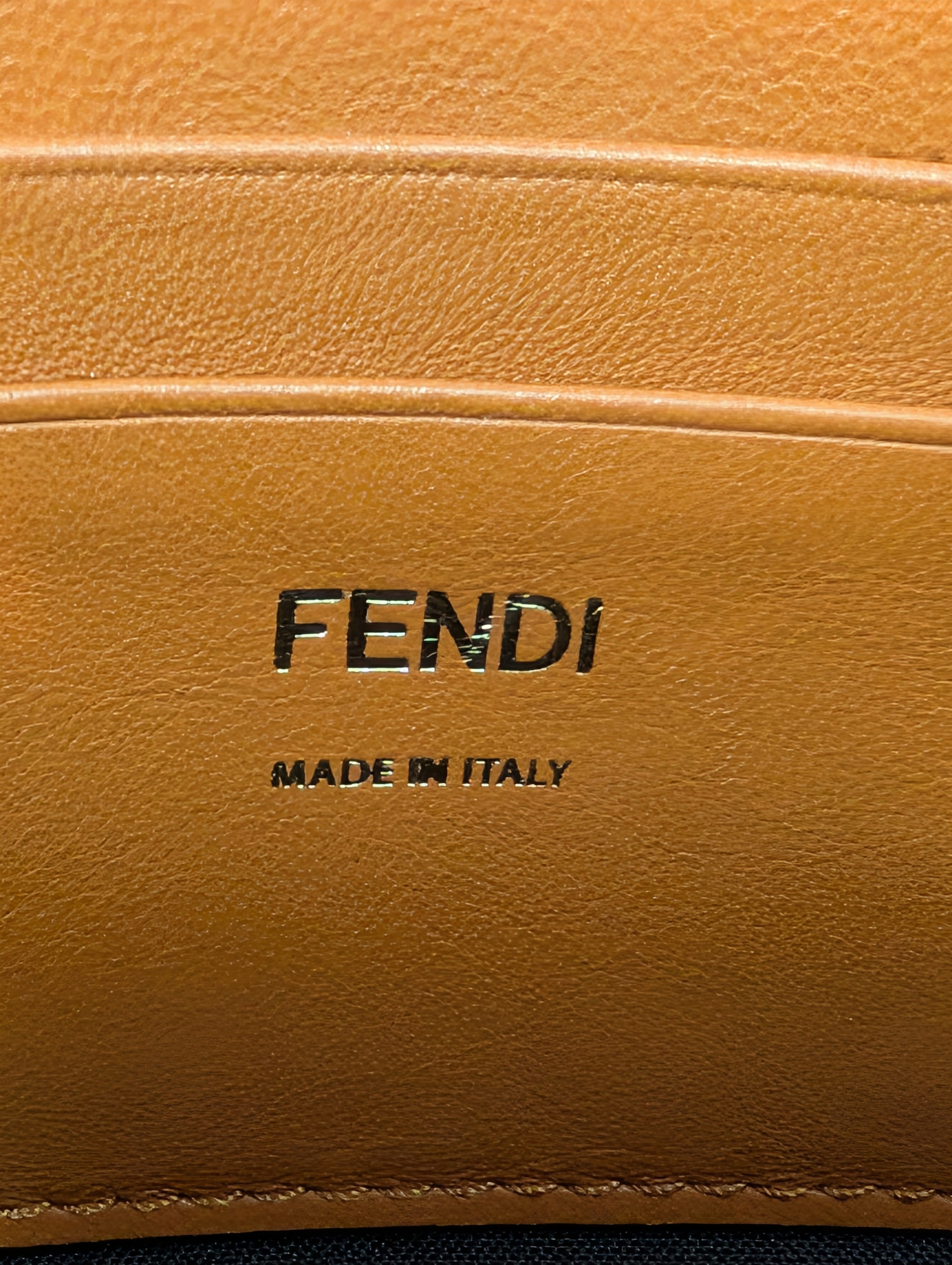 Fendi Brown Black Bicolor Mini Kan I F Shoulder Baguette