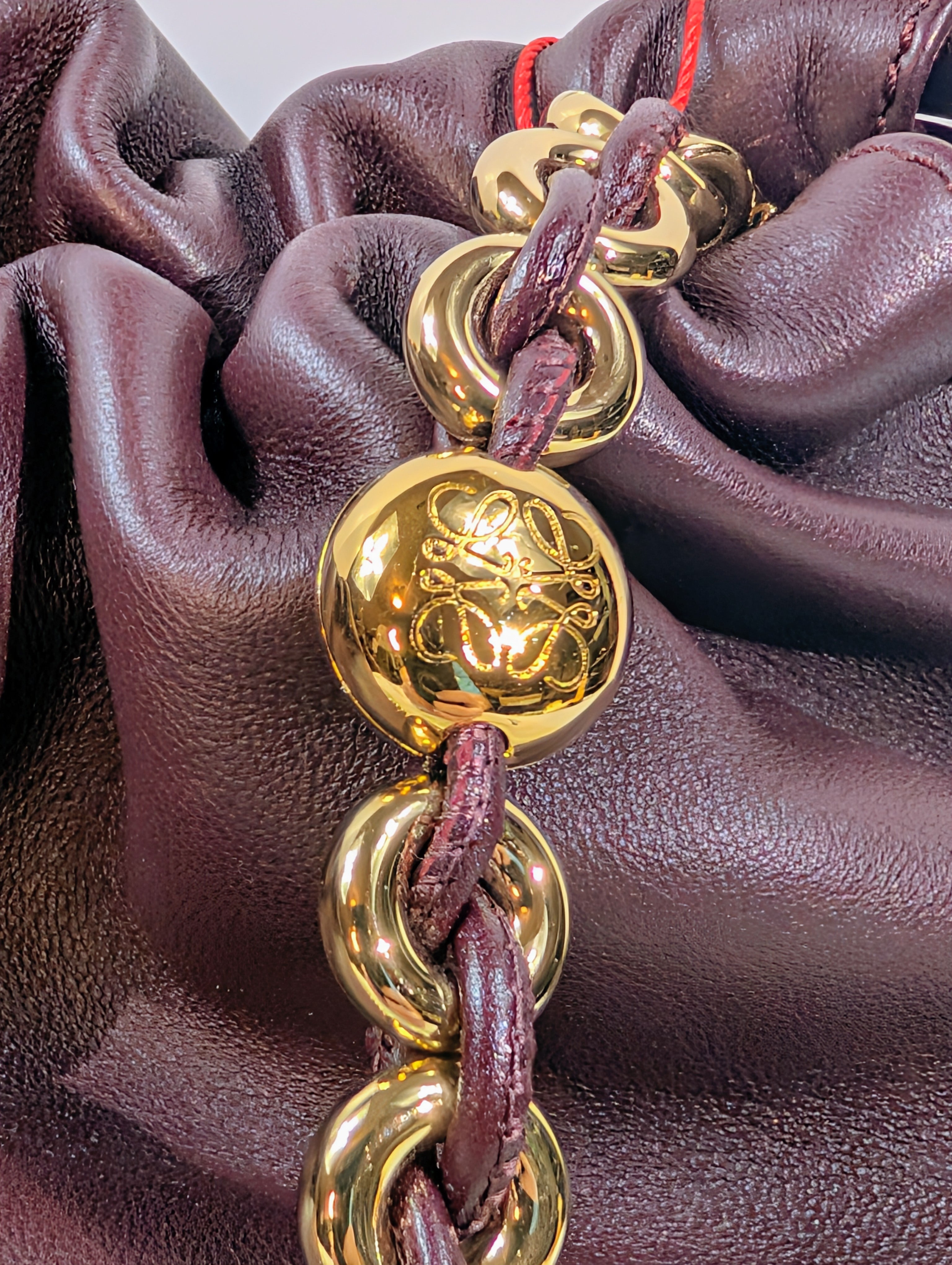 NWT Loewe Medium Flamenco Purse in Burgundy Nappa Lambskin, with Two Straps