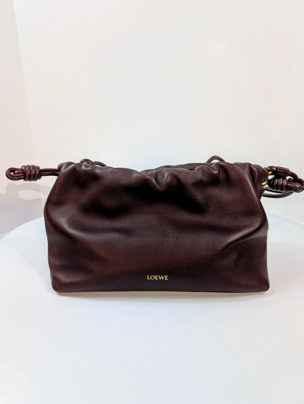 NWT Loewe Medium Flamenco Purse in Burgundy Nappa Lambskin, with Two Straps